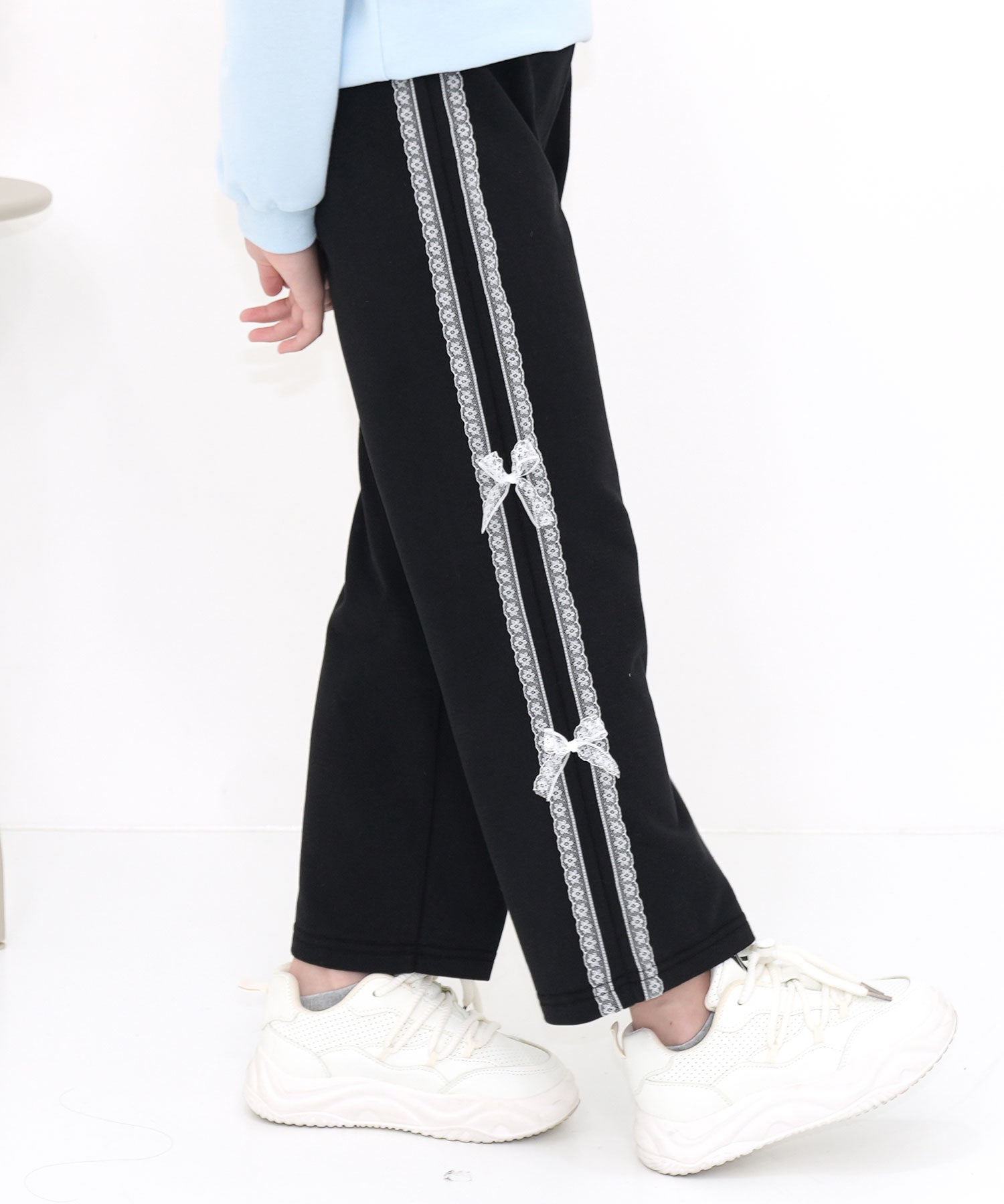 コドモフク ビー 子供服Bee レースラインリボンパンツ （ブラック×レースライン） ブラック×レースライン
