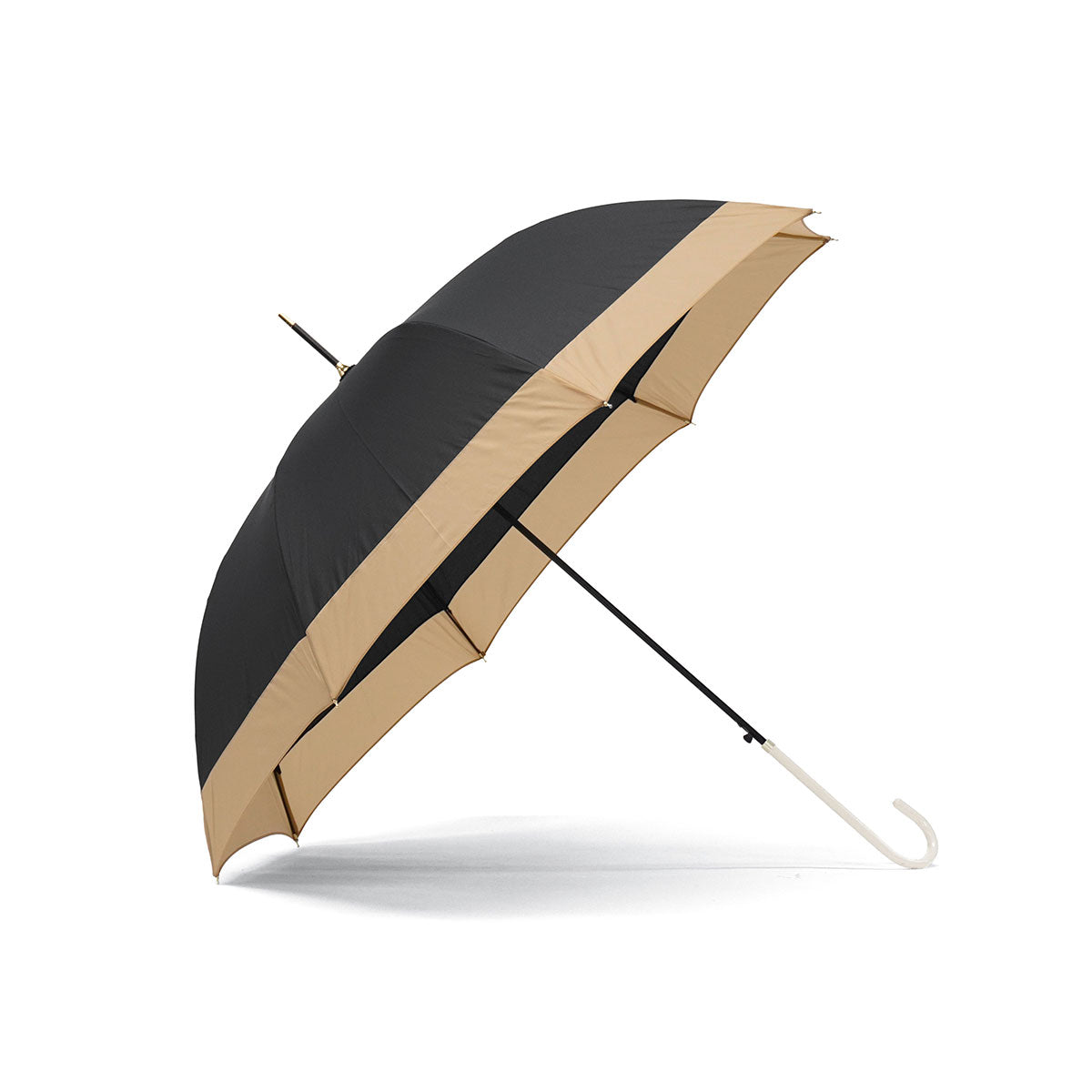 ビコーズ because 長傘 レディース 晴雨兼用 傘 ブランド 女性 雨傘 日傘 ジャンプ式 大きめ 親骨58cm 8本骨 丈夫 軽量 UVカット 紫外線遮蔽率80% ジャンプ傘 バイカラー ジャンプ B-139199（ブラック） ブラック