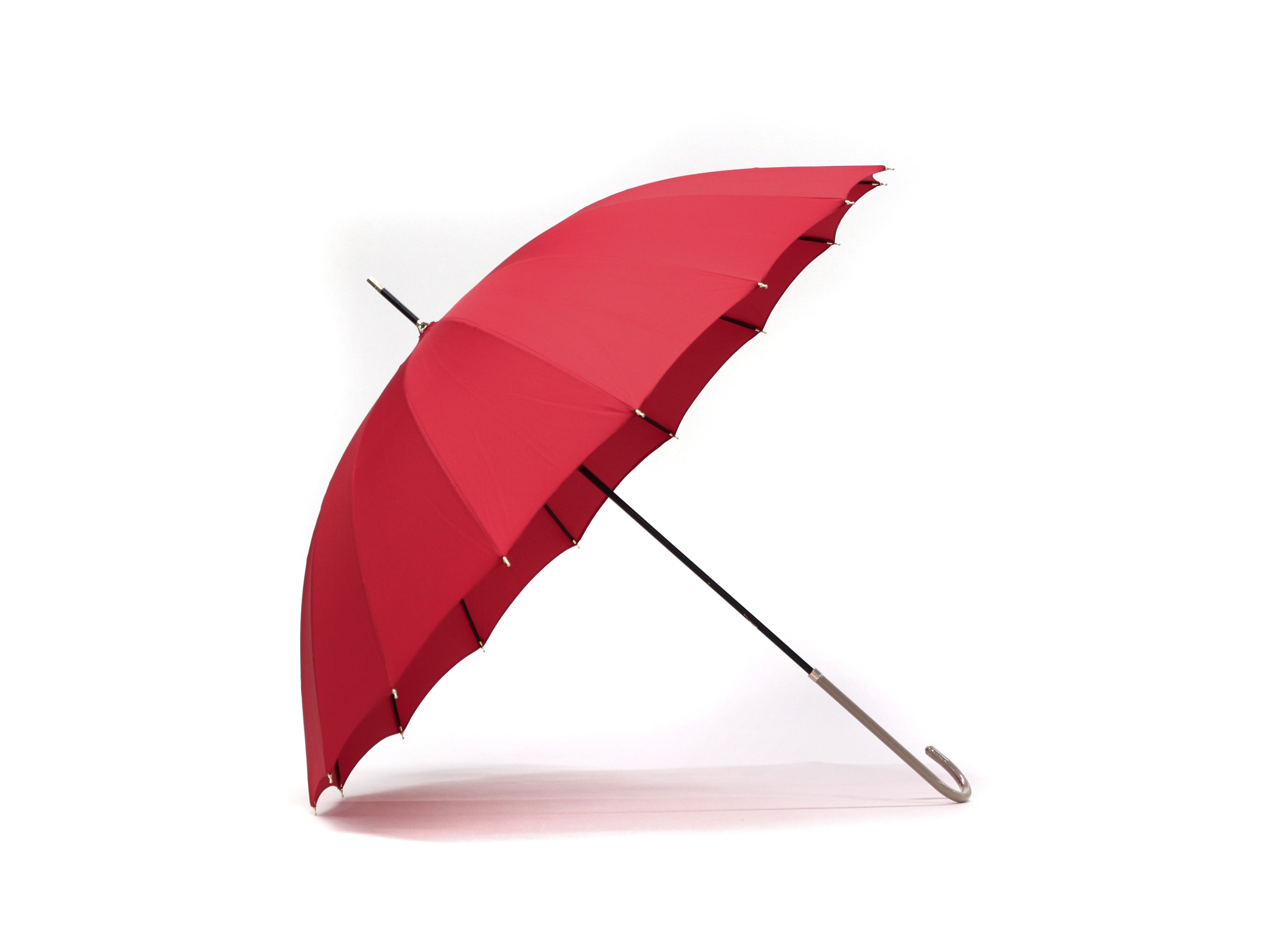 ビコーズ because 傘 レディース かさ 雨傘 日傘 長傘 軽い 軽量 晴雨兼用 大きめ 手動 手開き式 手開き 53 53センチ 53cm 16本骨 16本 UVカット 16フレーム プレーンカラー B-134416 （レッド） レッド