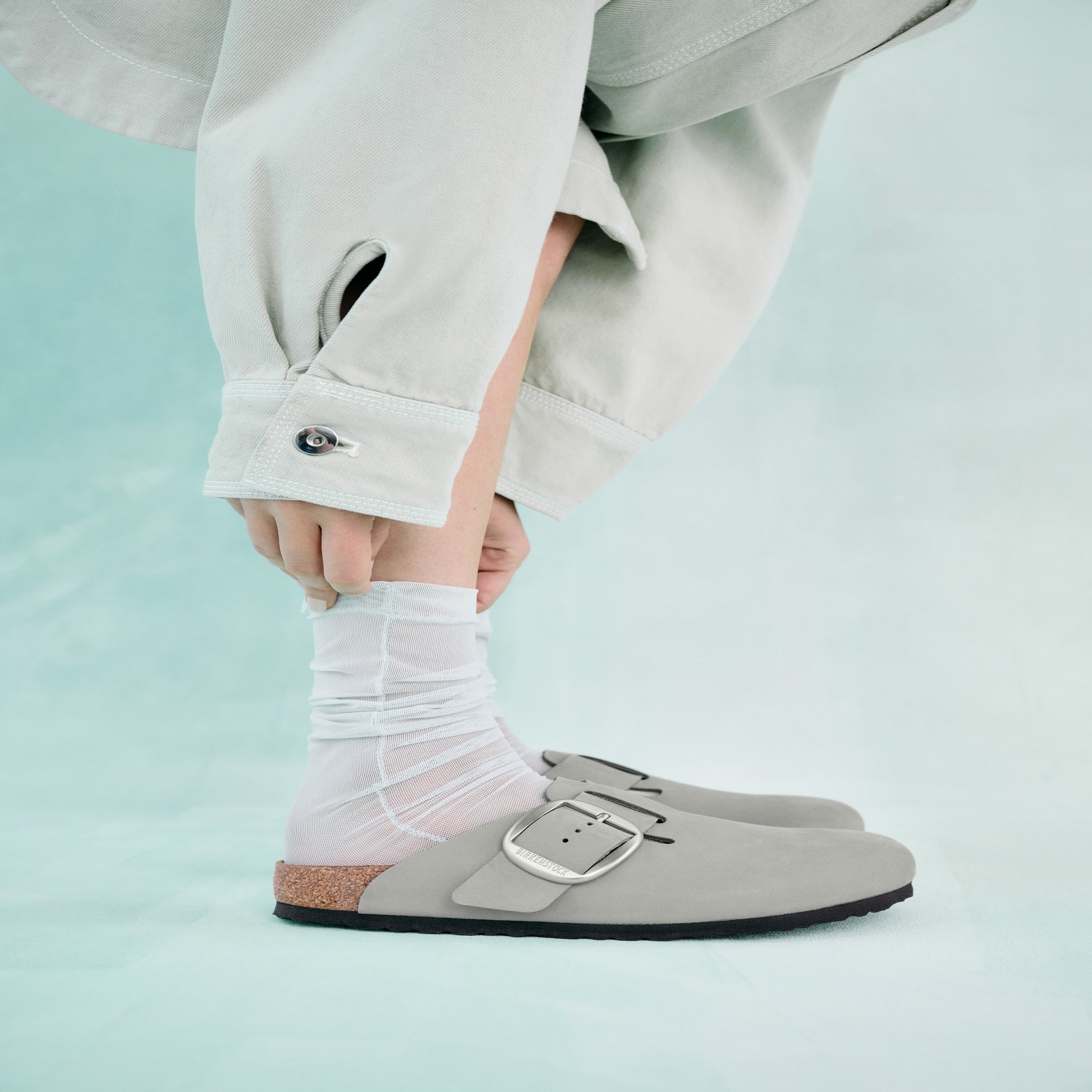 ビルケンシュトック BIRKENSTOCK Boston Big Buckle / ボストン ビッグバックル ヌバックレザー 【ナロー幅】 WOMEN （ピュアセージ） ピュアセージ