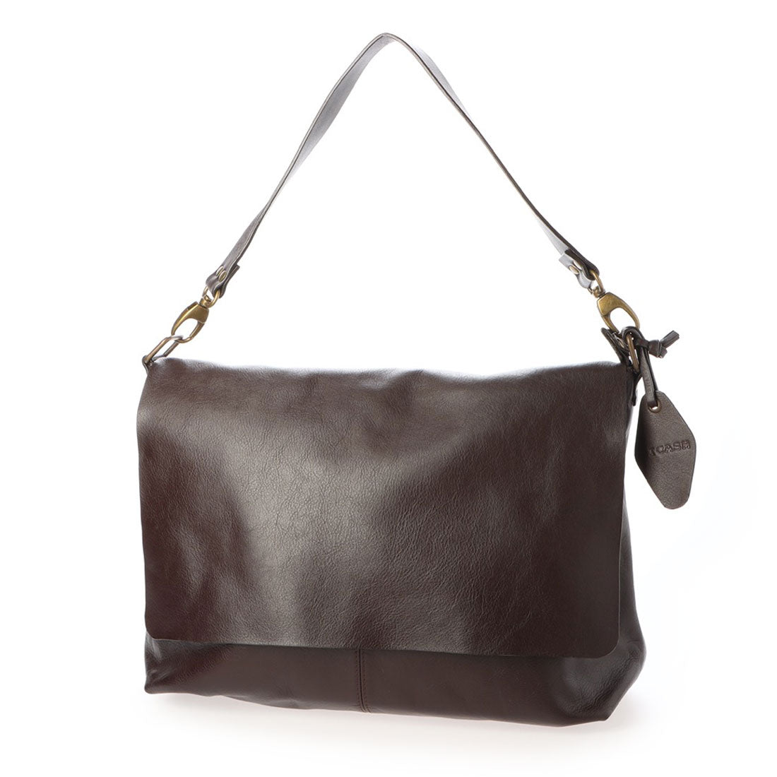 ビカーシ BICASH レザーショルダーバッグ,DARK BROWN