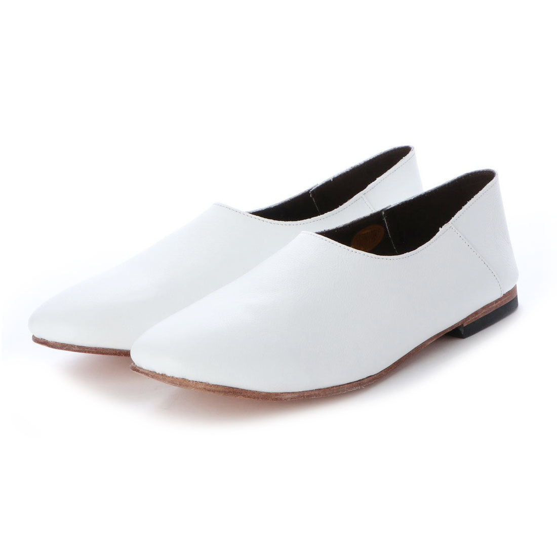 ビカーシ BICASH レザースリッポン,WHITE