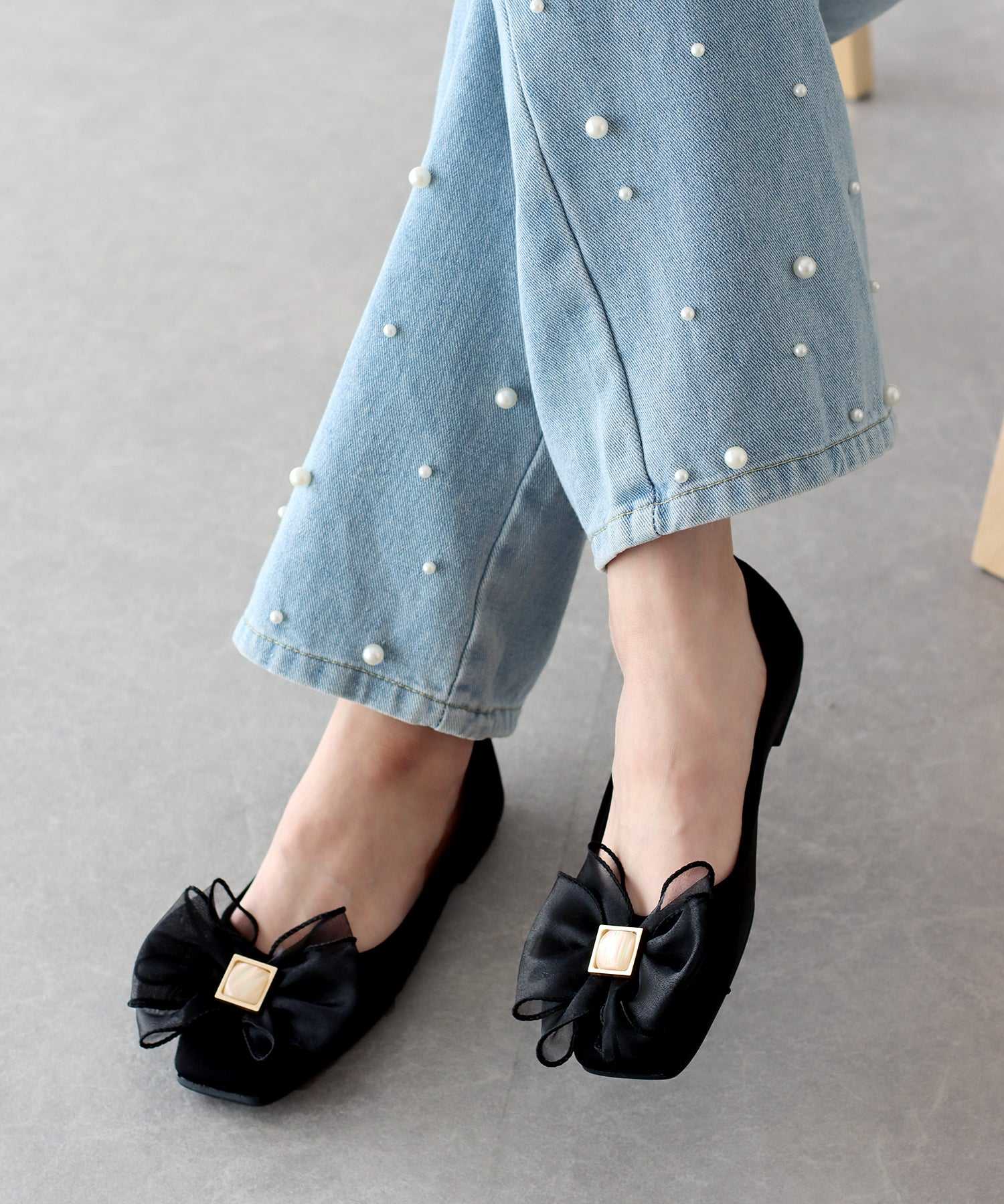 Blue East Organza Ribbon Pumps