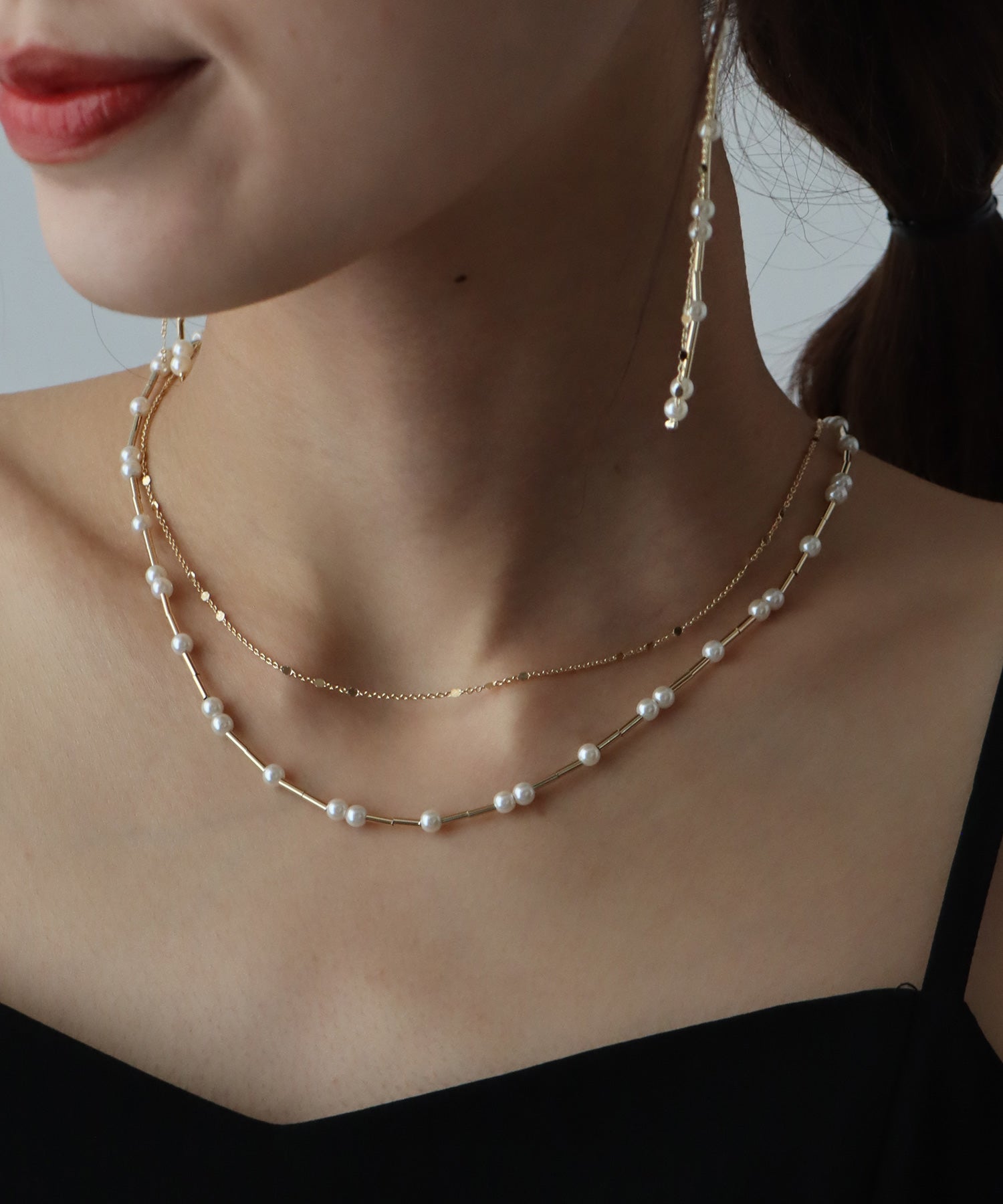 ブルーイースト BLUEEAST パールバー二連ネックレス （ゴールド(90)） ゴールド(90)