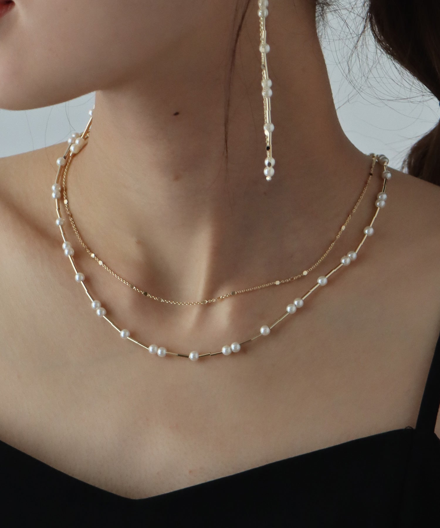 ブルーイースト BLUEEAST パールバー二連ネックレス （ゴールド(90)） ゴールド(90)