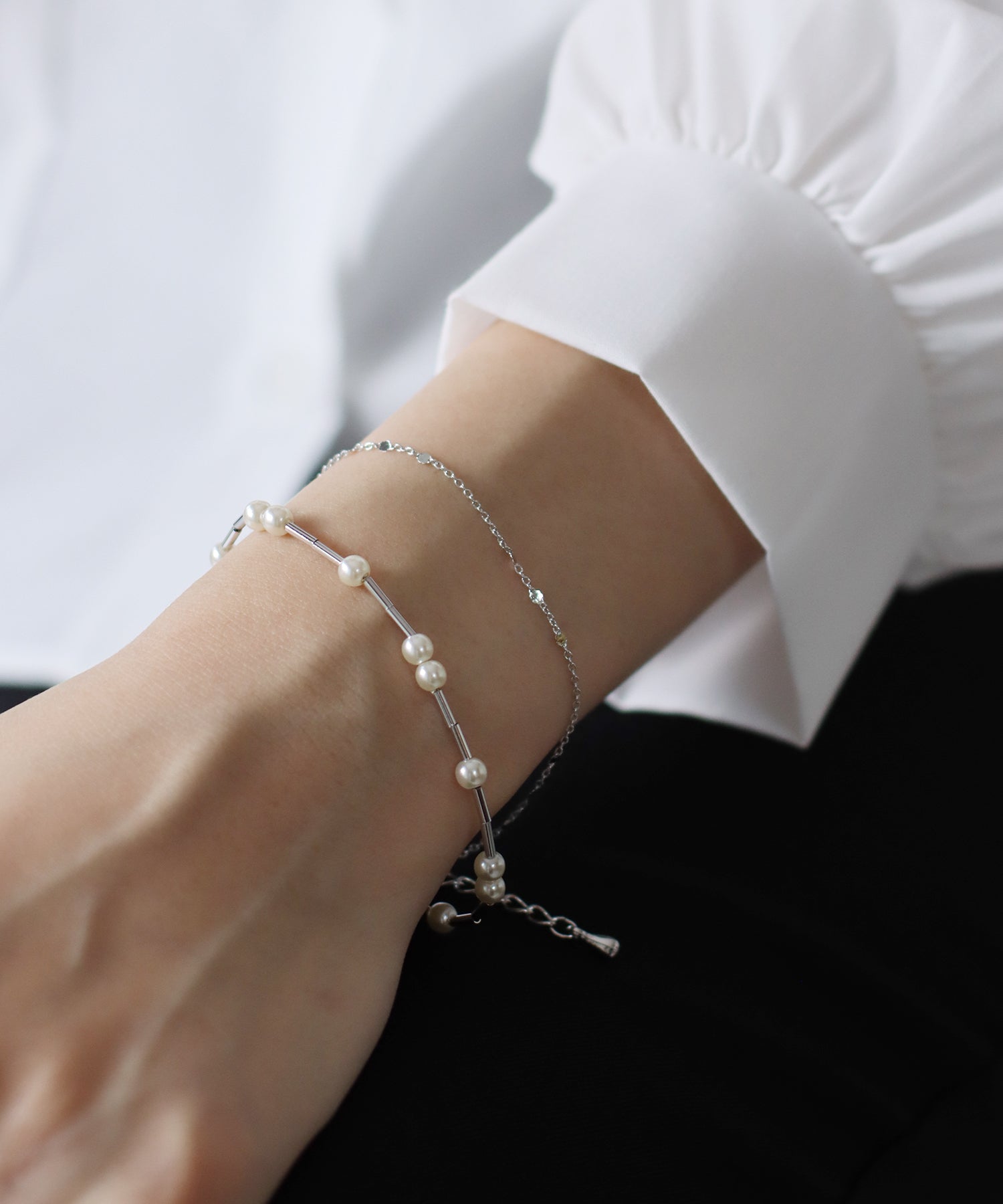 Blue East Pearl Long Chain Bracelet