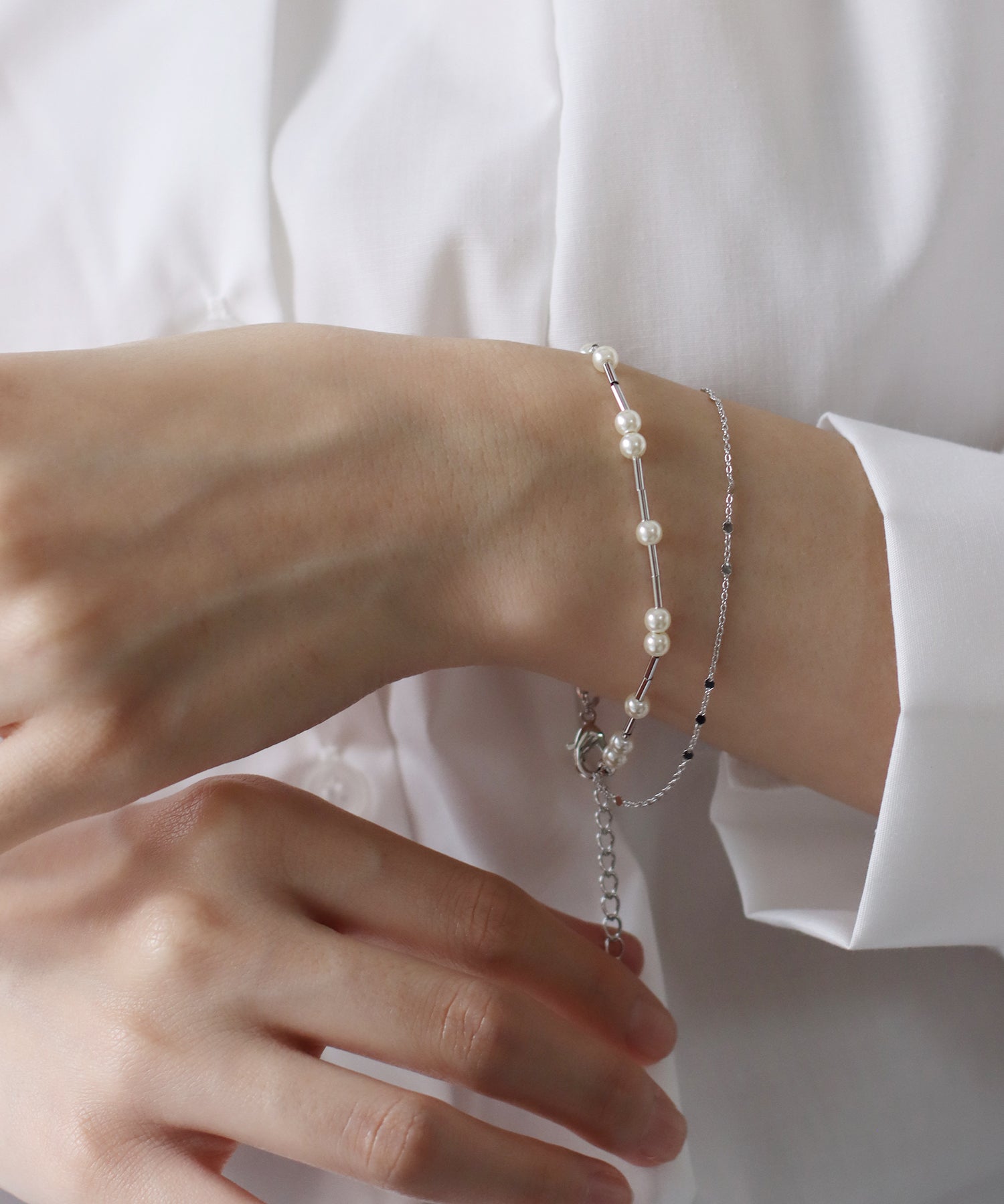 Blue East Pearl Long Chain Bracelet