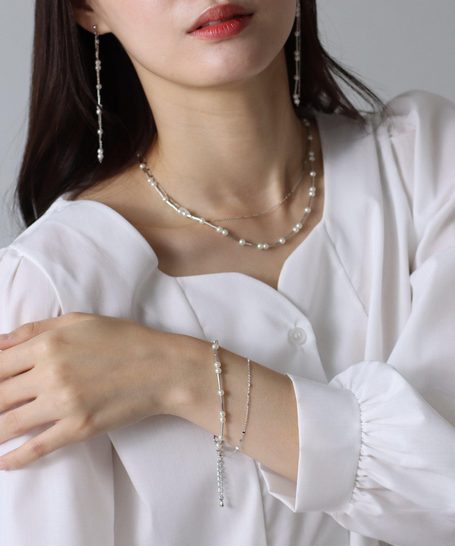 Blue East Pearl Long Chain Bracelet