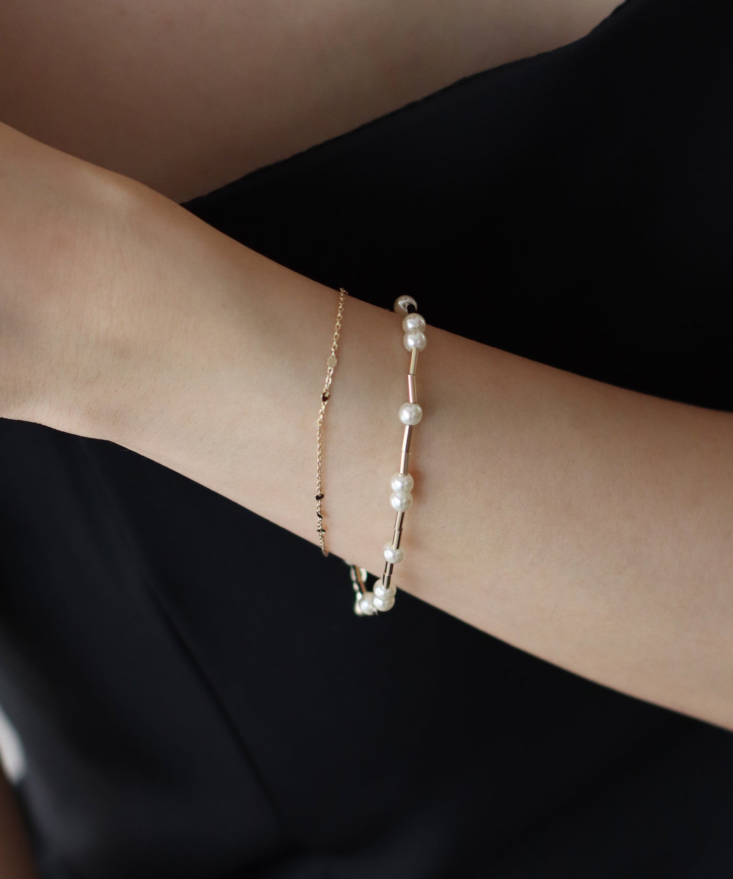 Blue East Pearl Long Chain Bracelet