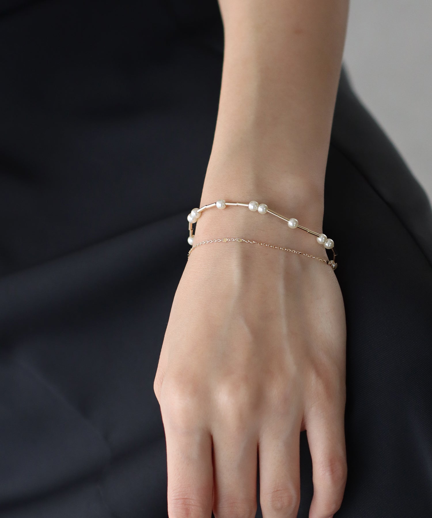 Blue East Pearl Long Chain Bracelet