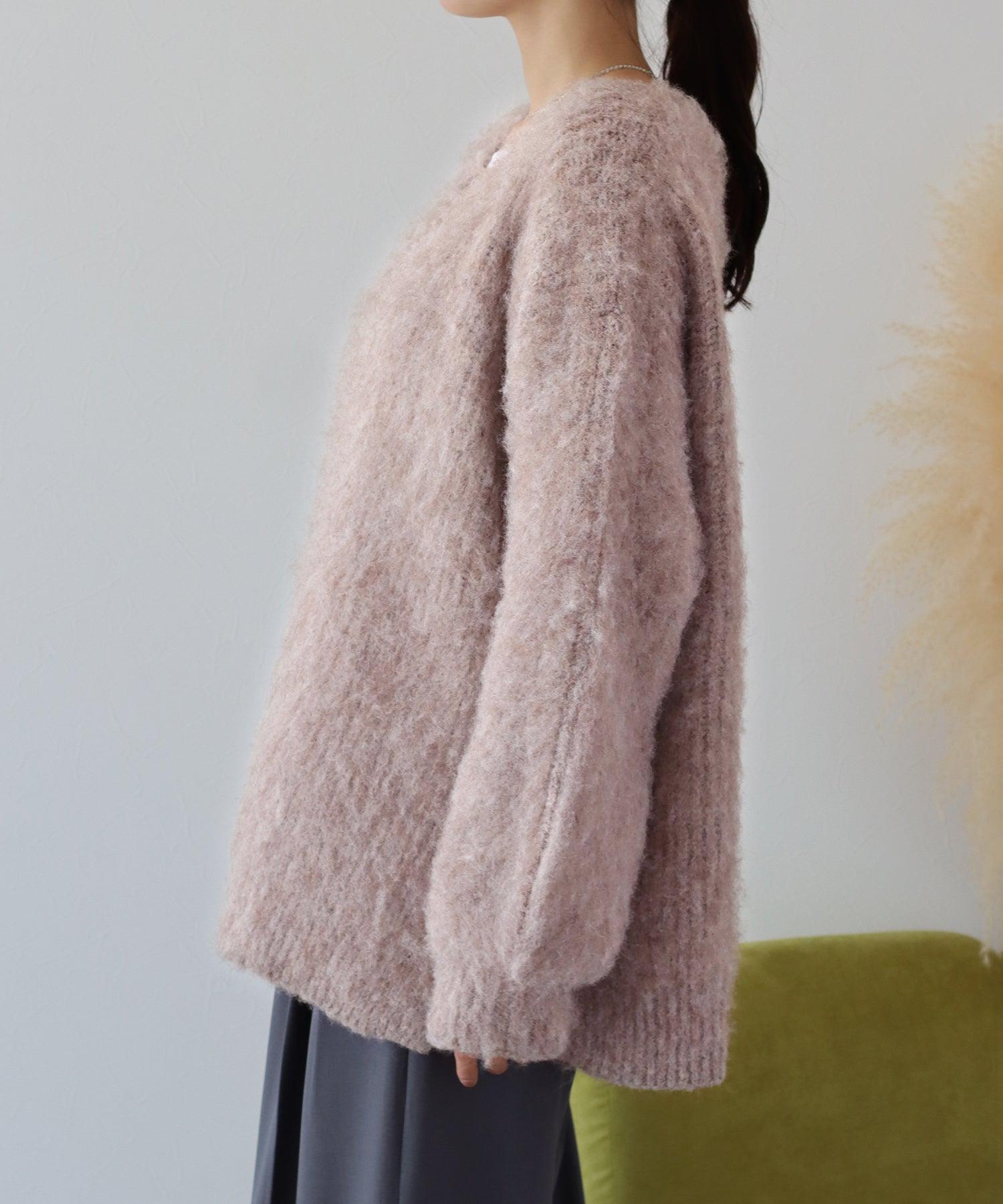 ブルーイースト BLUEEAST ウールシャギーVネックニット （オフホワイト(0a)） オフホワイト(0a)