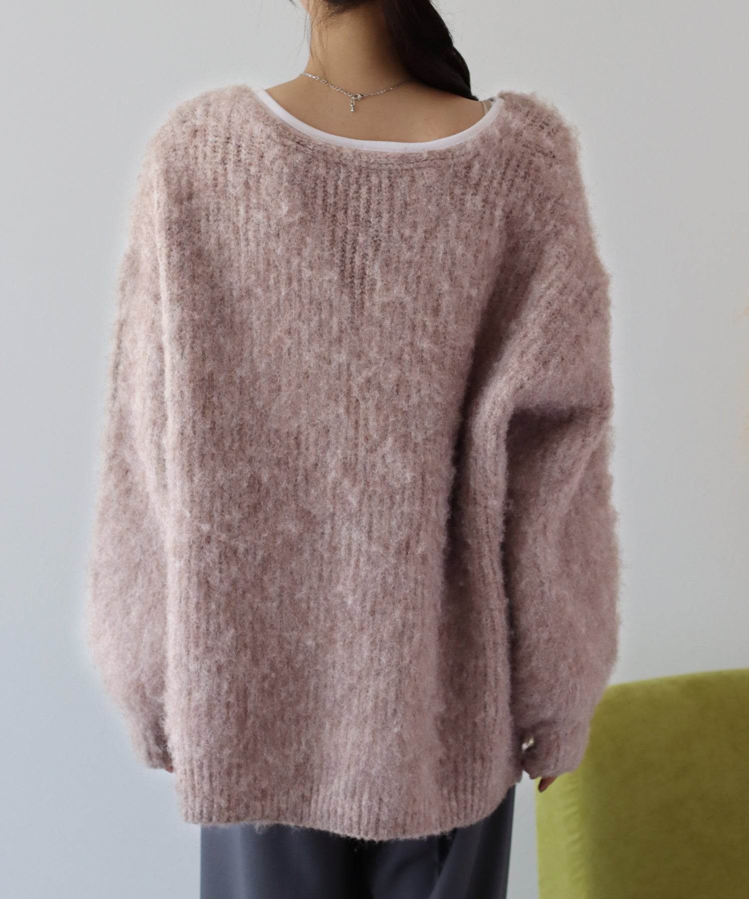 ブルーイースト BLUEEAST ウールシャギーVネックニット （オフホワイト(0a)） オフホワイト(0a)