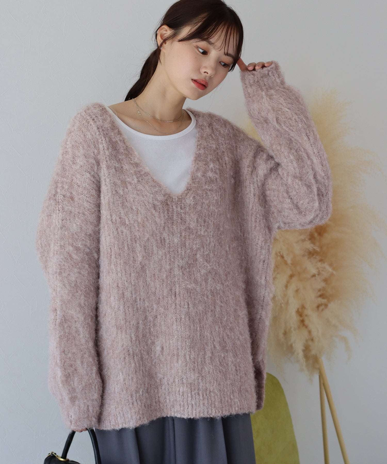 ブルーイースト BLUEEAST ウールシャギーVネックニット