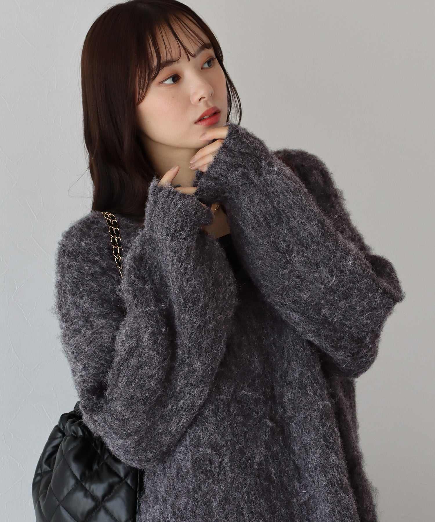 ブルーイースト BLUEEAST ウールシャギーVネックニット