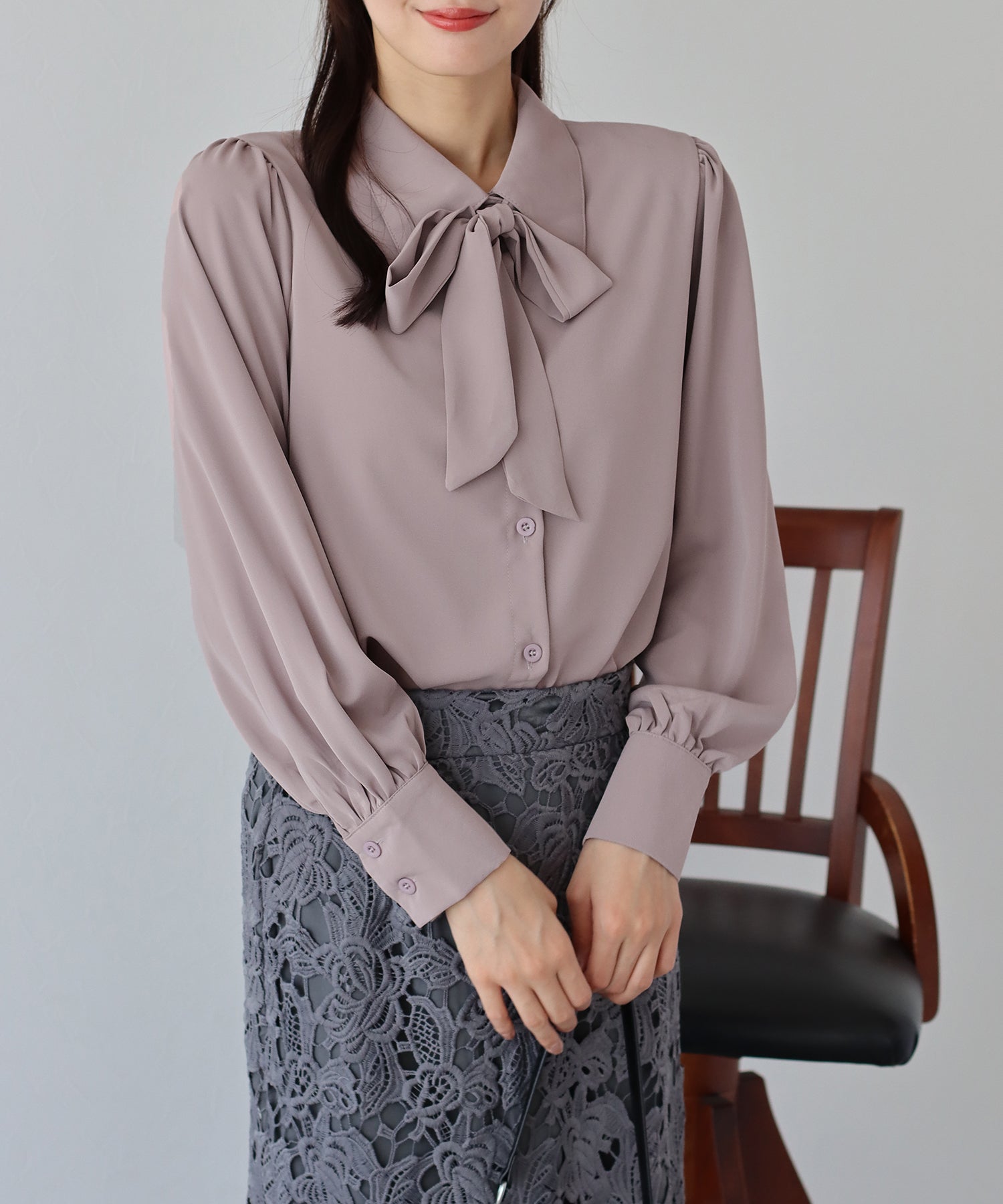 ブルーイースト BLUEEAST ボウタイリボンブラウス （ピンクベージュ(3a)） ピンクベージュ(3a)