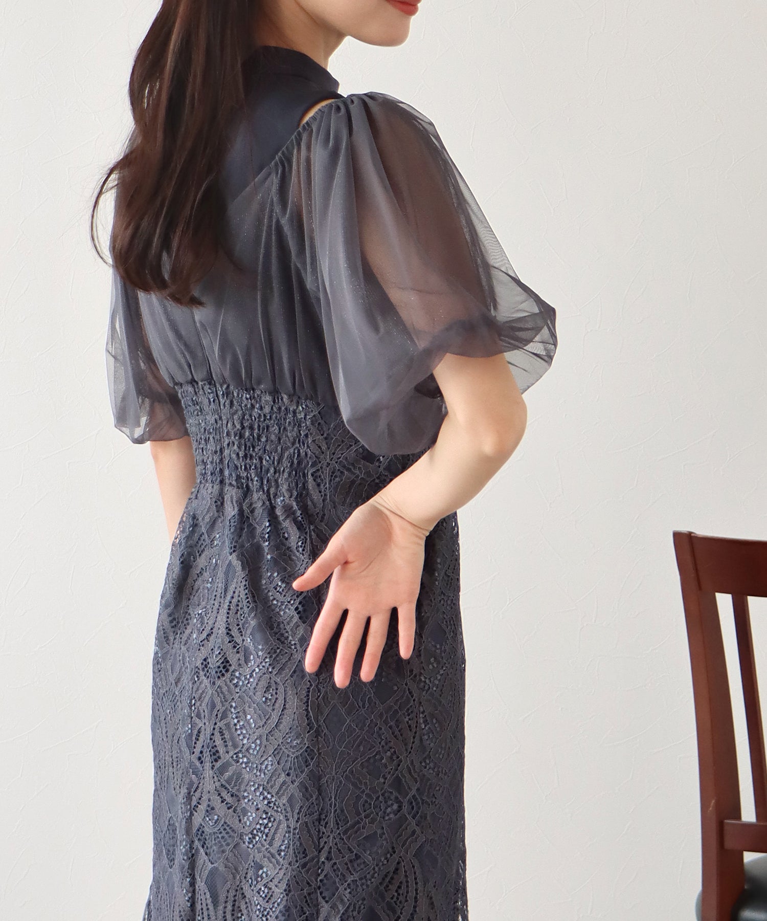 ブルーイースト BLUEEAST ラメチュールオフショルパーティードレス