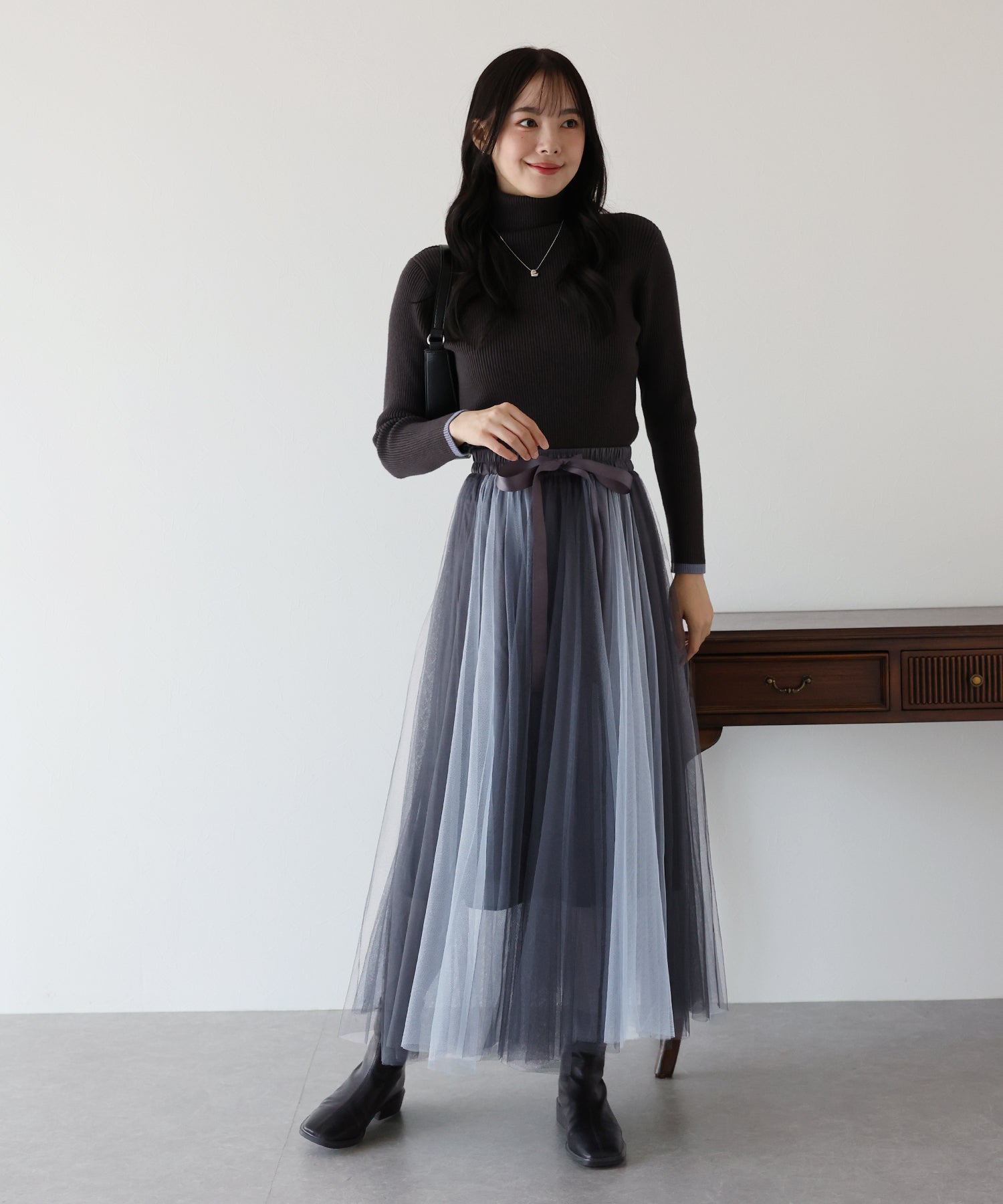 Blue East Gradient Volume Tulle Skirt