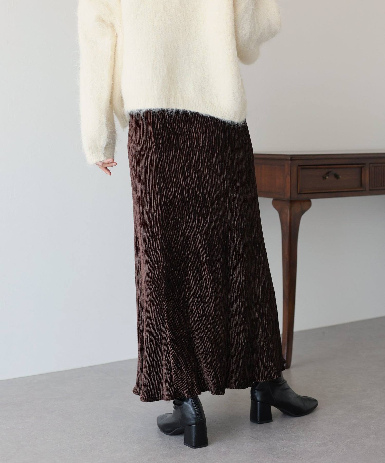 ブルーイースト BLUEEAST プリーツベロアマーメイドスカート （ブラウン） ブラウン