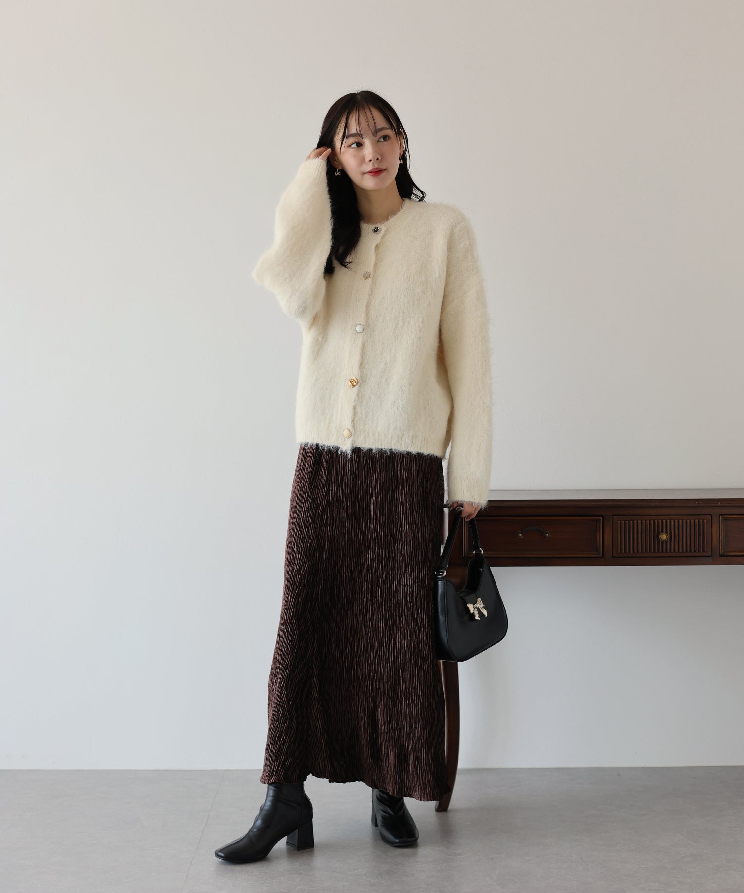 ブルーイースト BLUEEAST プリーツベロアマーメイドスカート （ブラウン） ブラウン