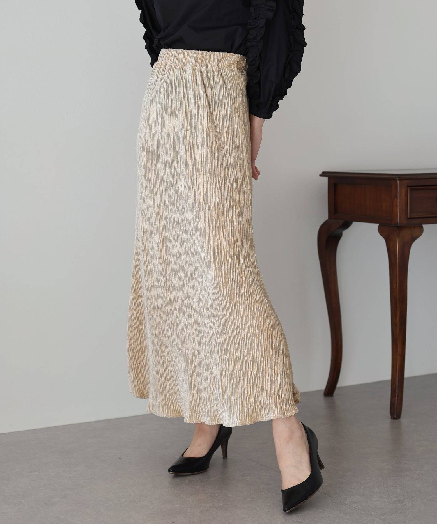 ブルーイースト BLUEEAST プリーツベロアマーメイドスカート （ブラウン） ブラウン