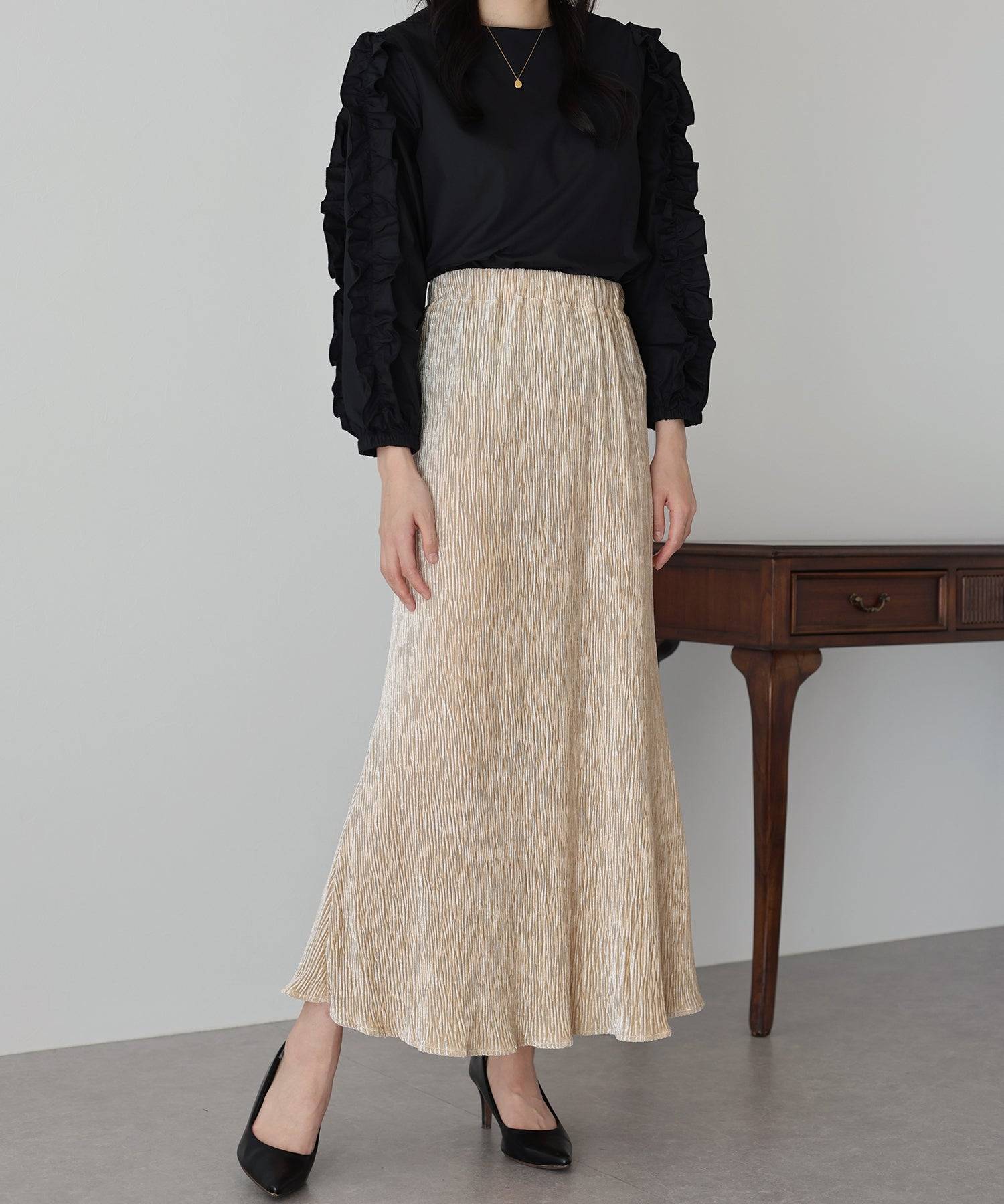 ブルーイースト BLUEEAST プリーツベロアマーメイドスカート （ブラウン） ブラウン