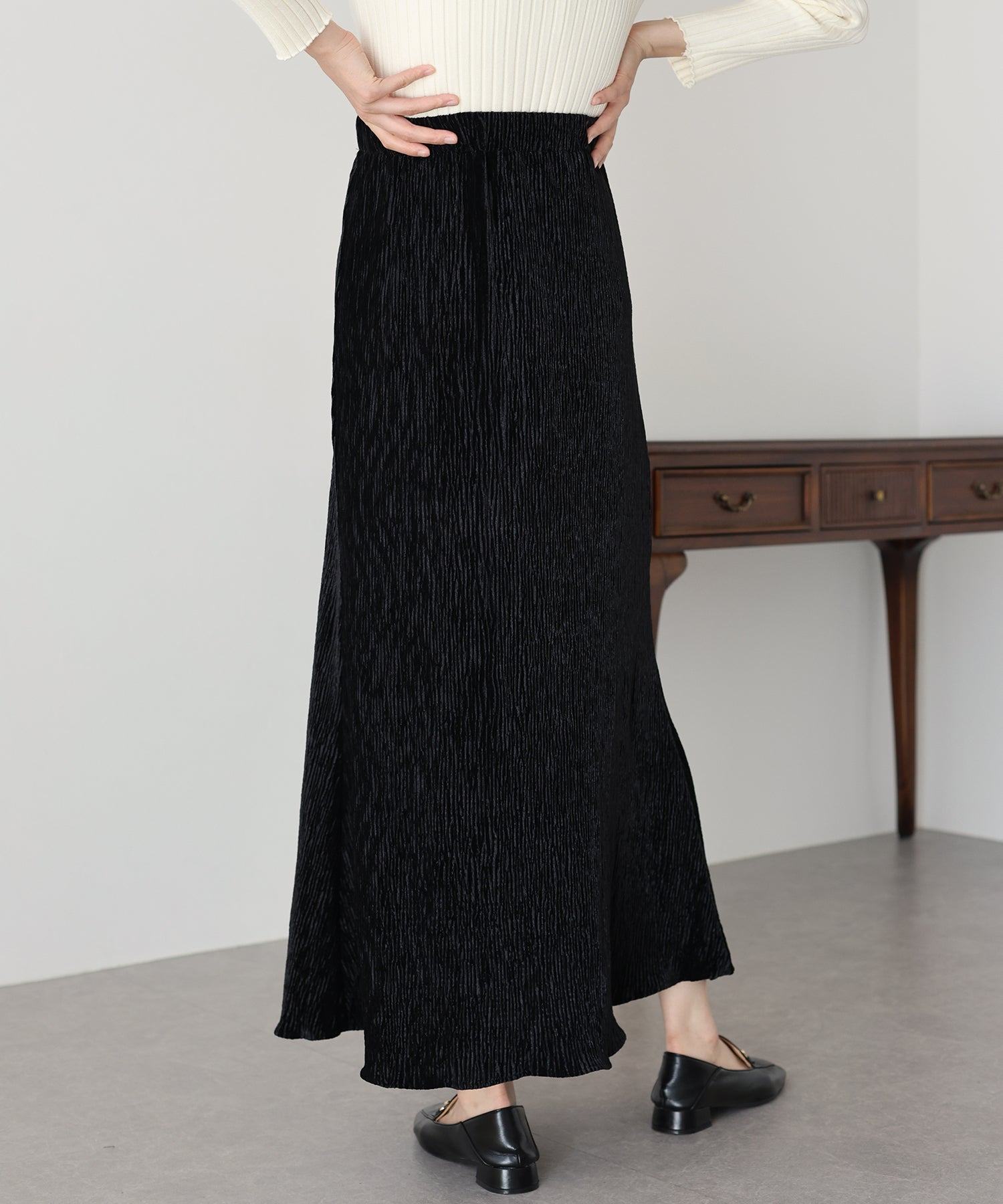 ブルーイースト BLUEEAST プリーツベロアマーメイドスカート （ブラウン） ブラウン