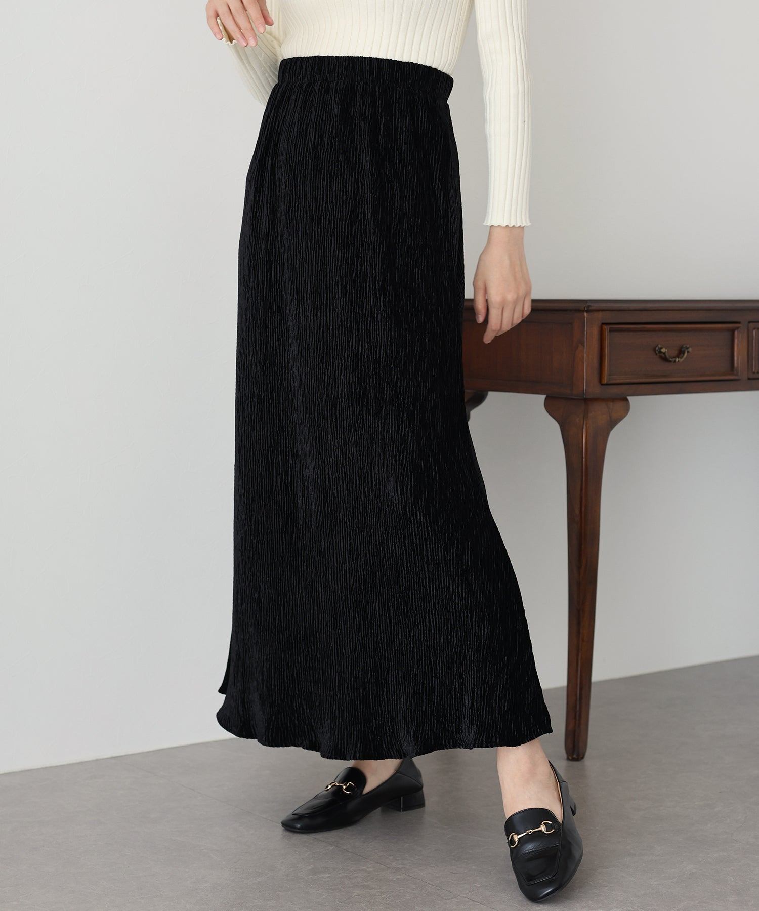 ブルーイースト BLUEEAST プリーツベロアマーメイドスカート （ブラウン） ブラウン