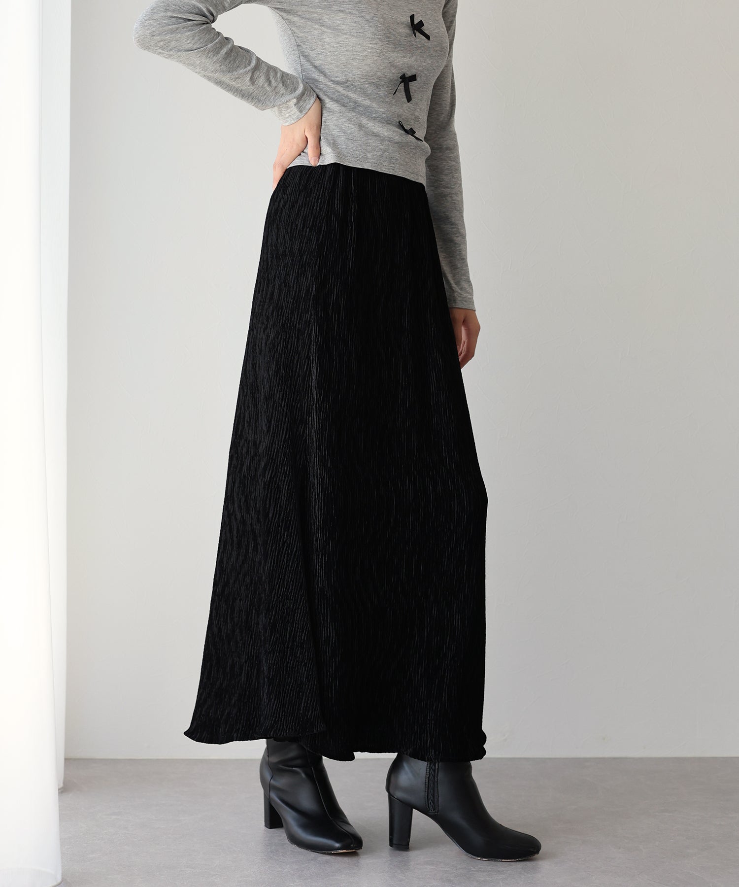 ブルーイースト BLUEEAST プリーツベロアマーメイドスカート （ブラウン） ブラウン