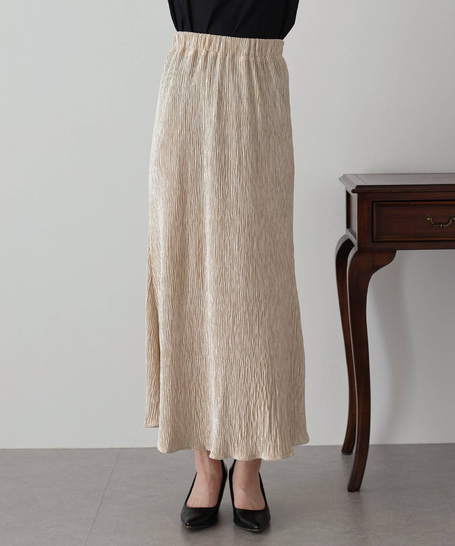 ブルーイースト BLUEEAST プリーツベロアマーメイドスカート （ブラウン） ブラウン