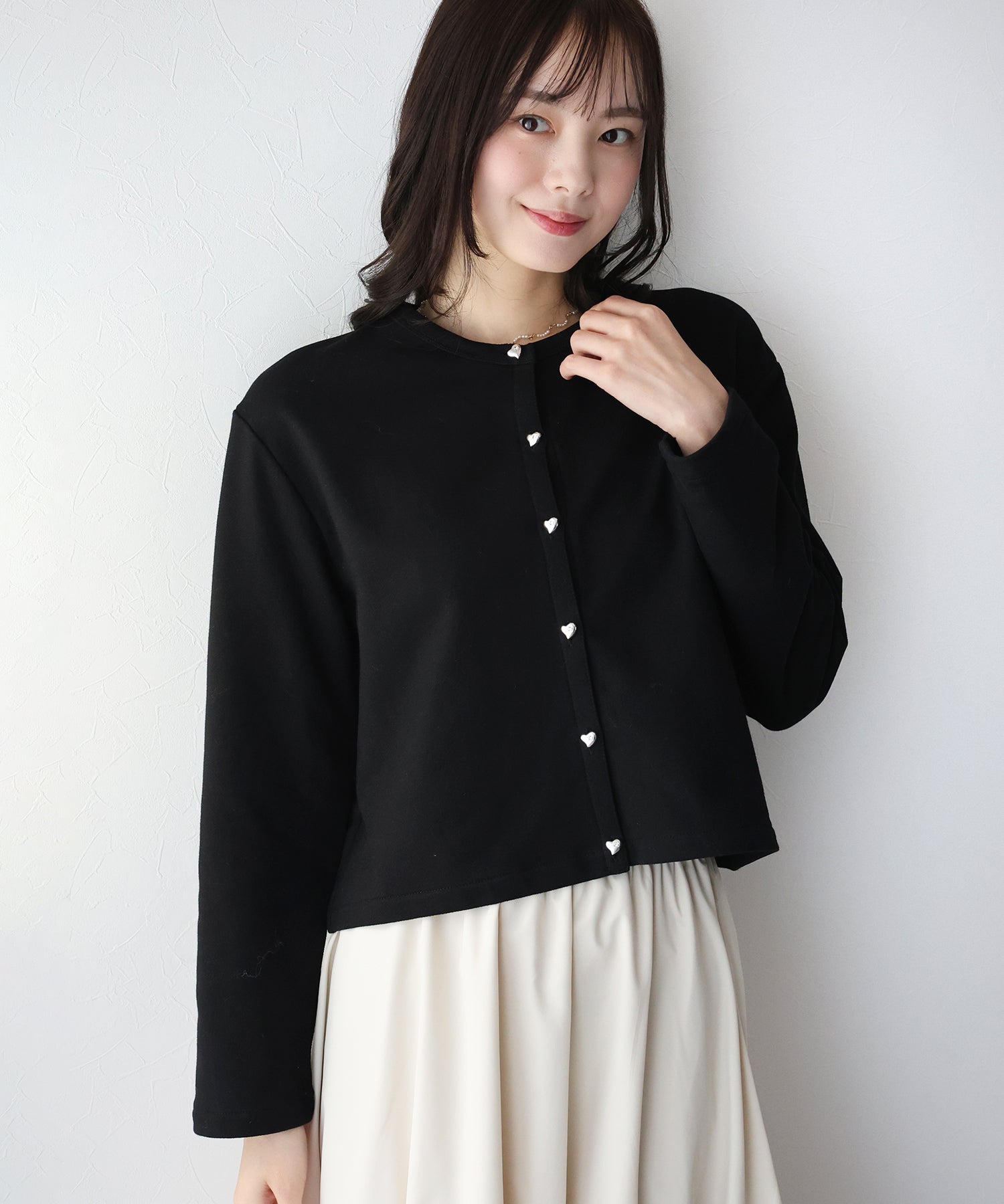 BLUEEAST Heart Button Sweat Cardigan