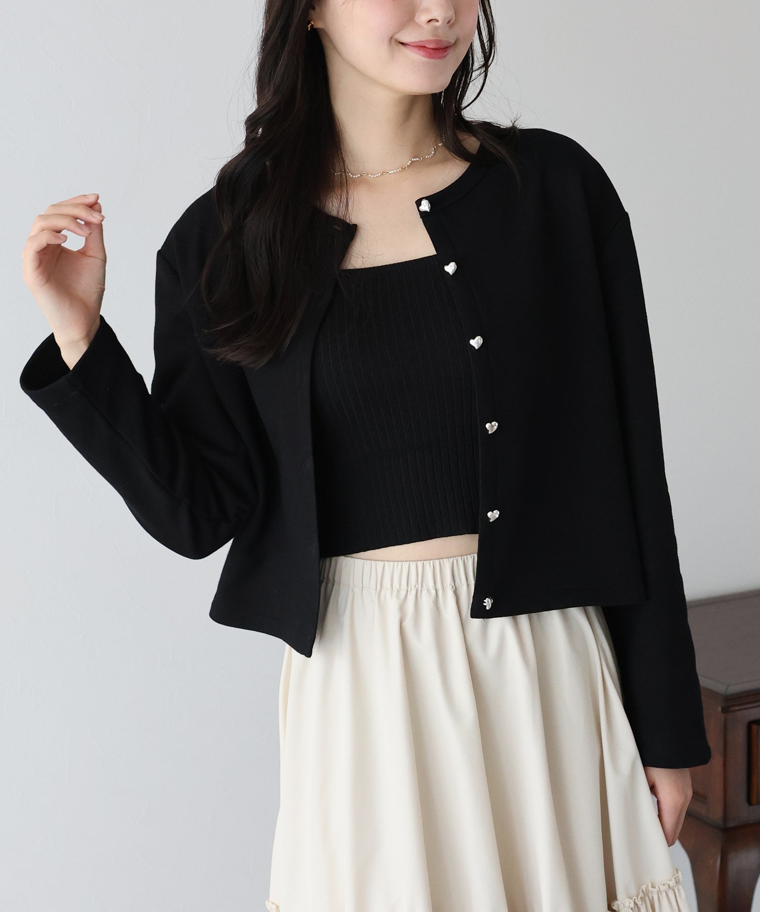 BLUEEAST Heart Button Sweat Cardigan