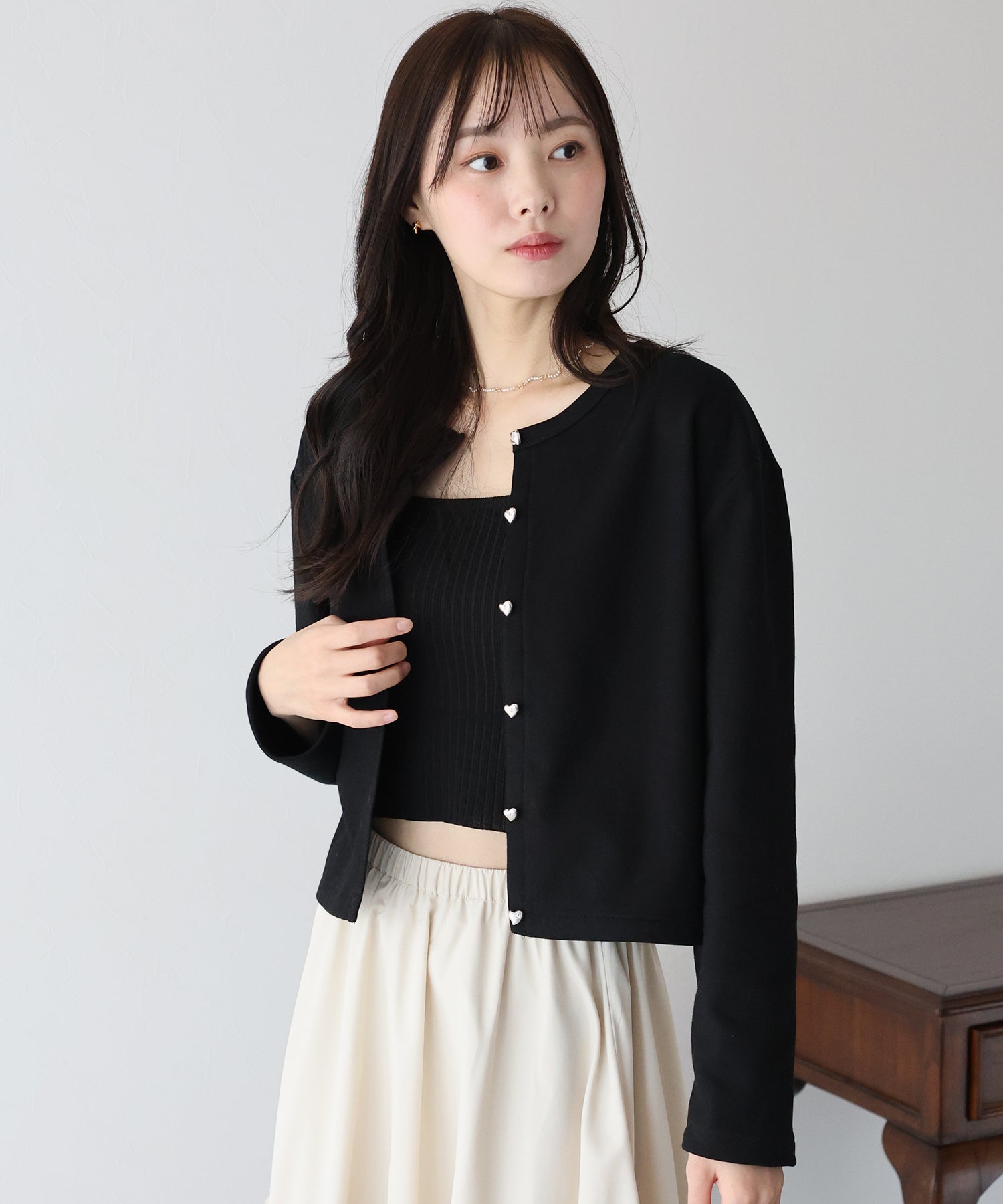 BLUEEAST Heart Button Sweat Cardigan