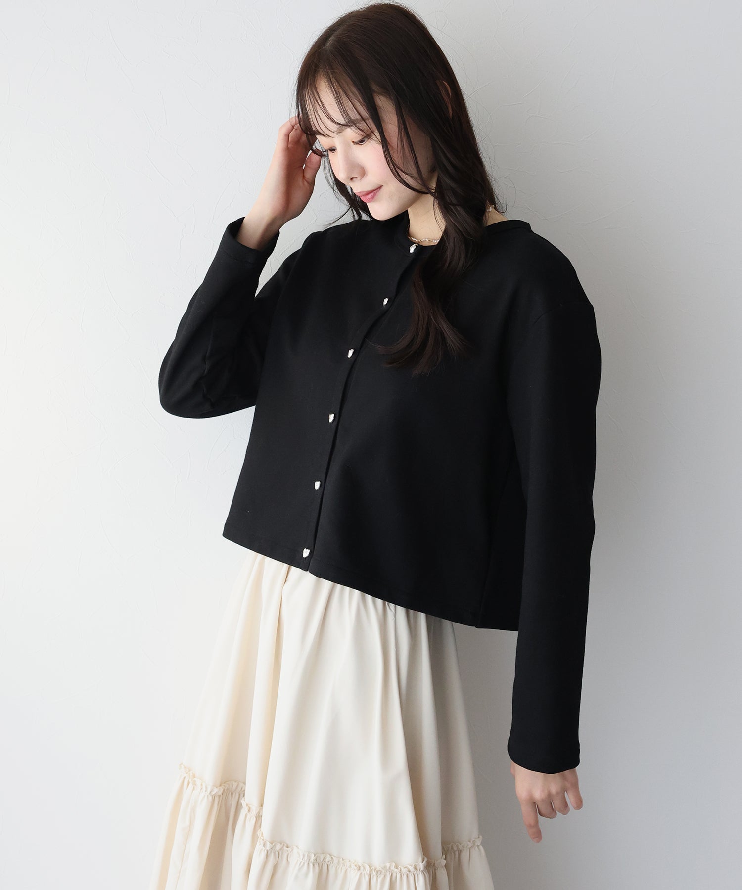 BLUEEAST Heart Button Sweat Cardigan