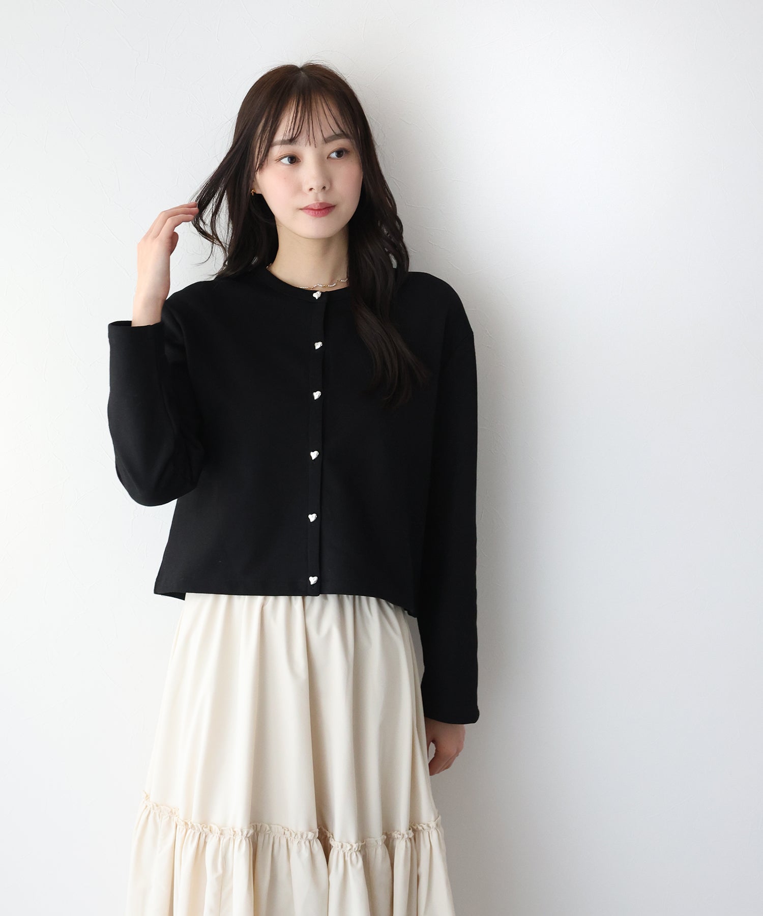 BLUEEAST Heart Button Sweat Cardigan