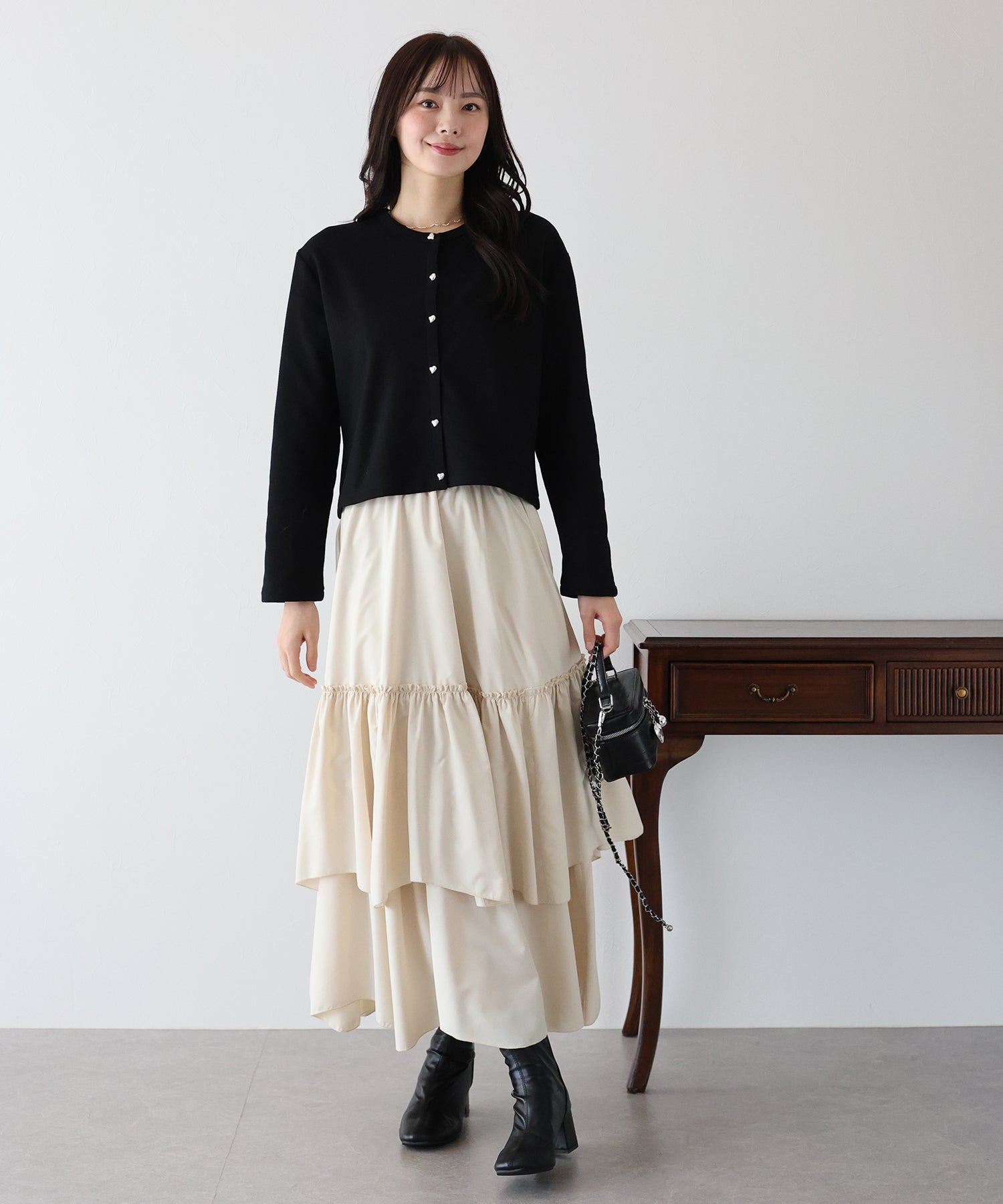BLUEEAST Heart Button Sweat Cardigan