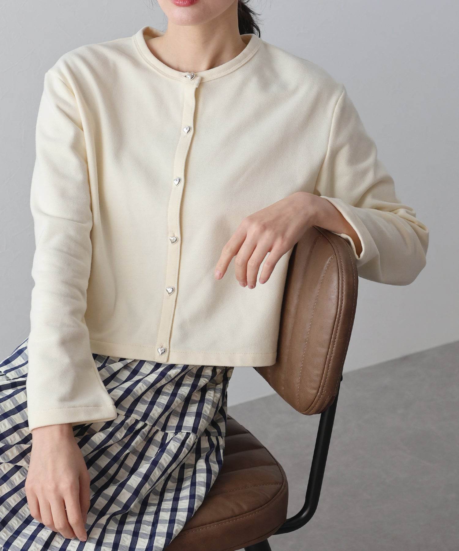 BLUEEAST Heart Button Sweat Cardigan