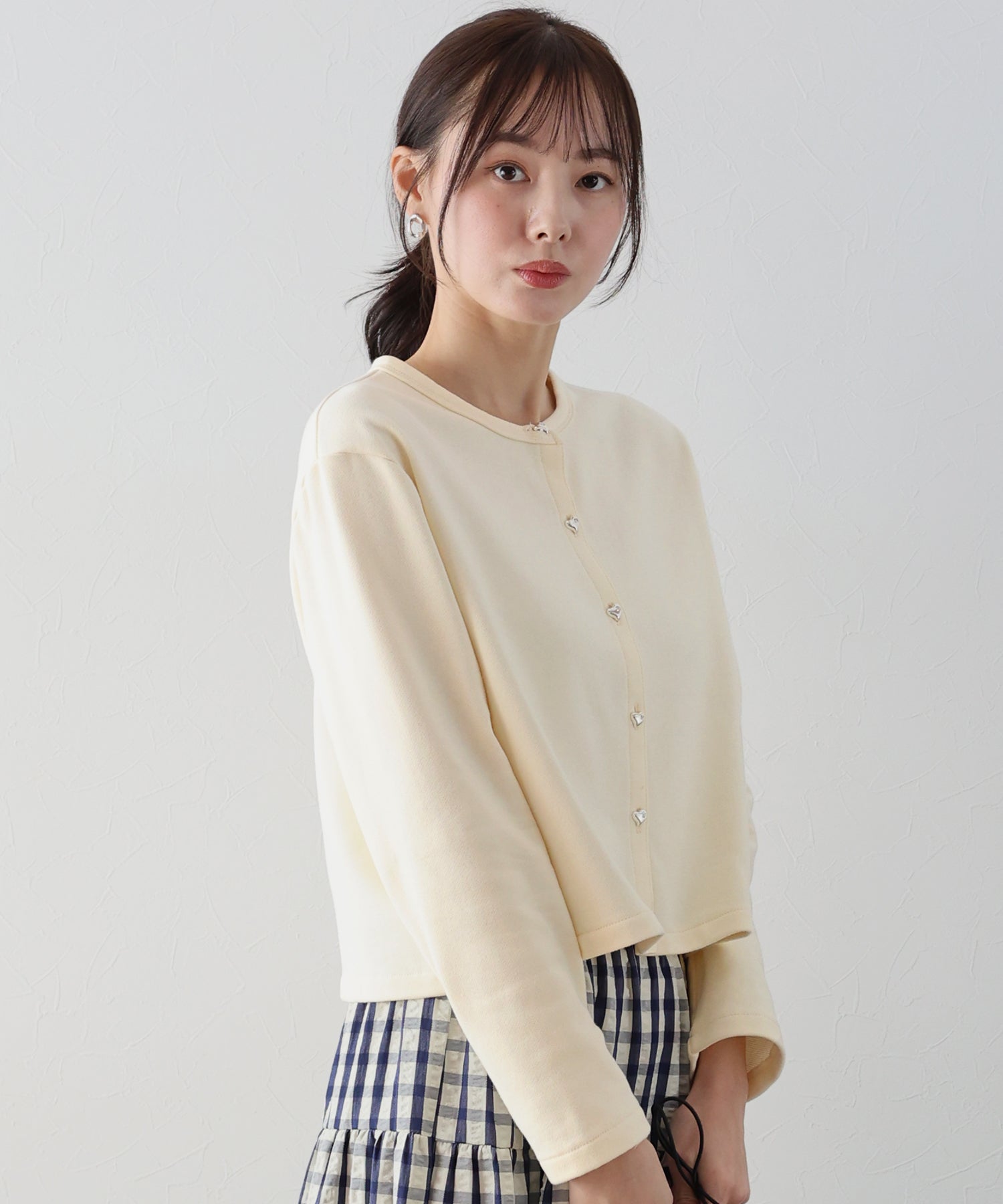 BLUEEAST Heart Button Sweat Cardigan
