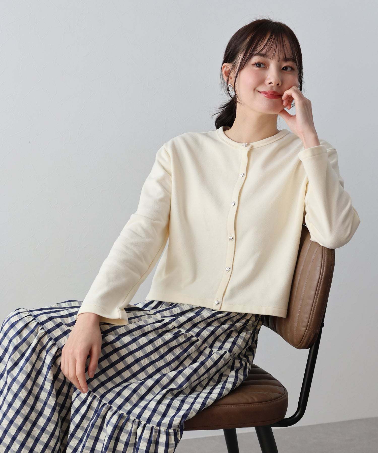 BLUEEAST Heart Button Sweat Cardigan