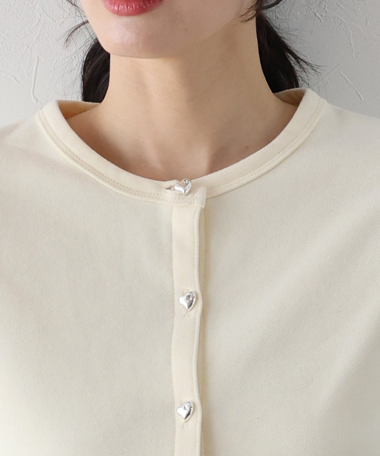 BLUEEAST Heart Button Sweat Cardigan