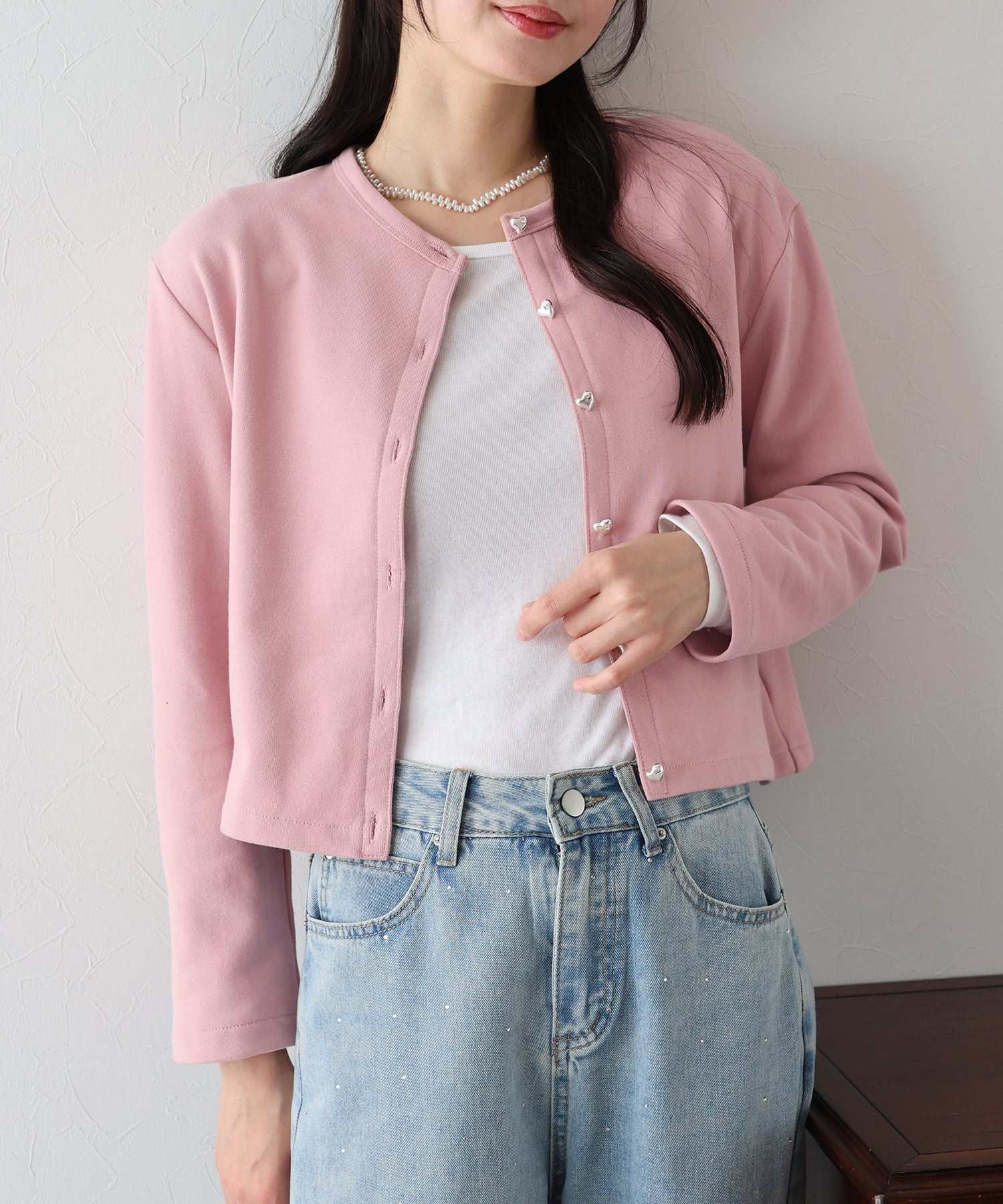 BLUEEAST Heart Button Sweat Cardigan