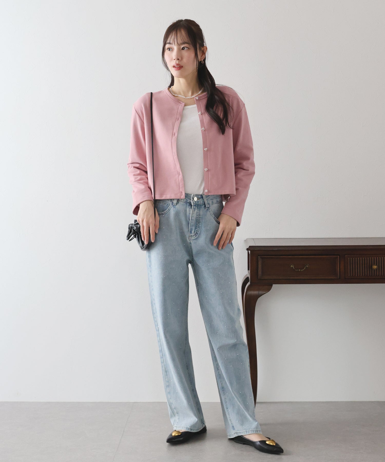 BLUEEAST Heart Button Sweat Cardigan