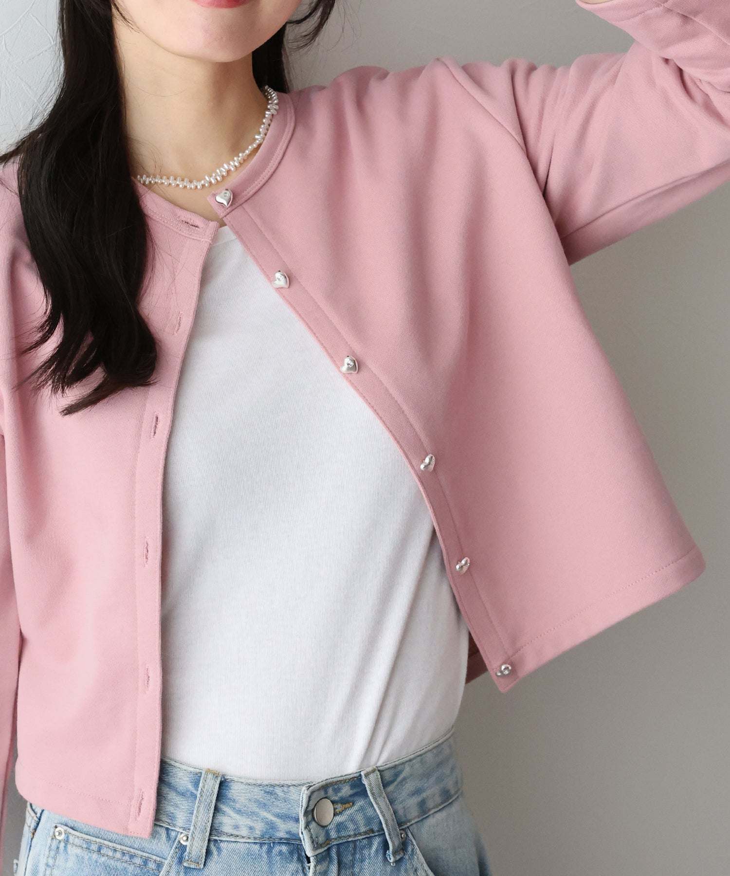BLUEEAST Heart Button Sweat Cardigan