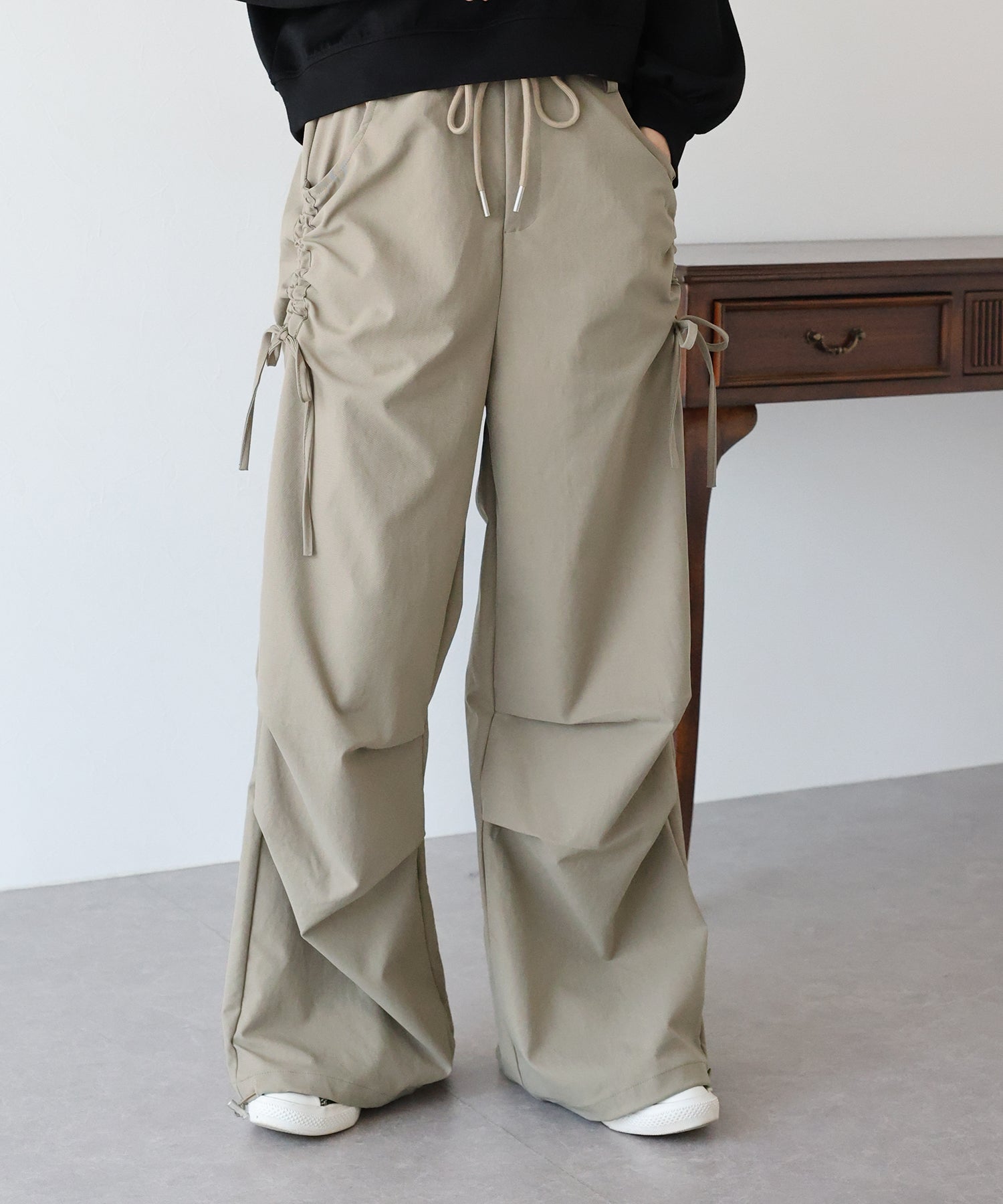 Blue East Side Ribbon Parachute Pants
