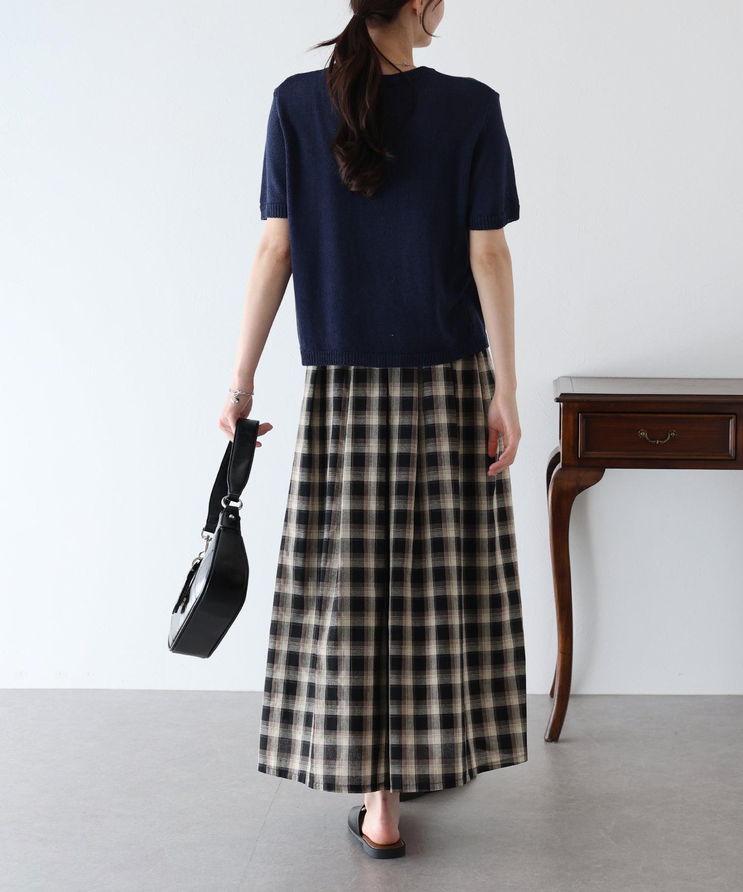 Blue East CHECK FLARE SKIRT