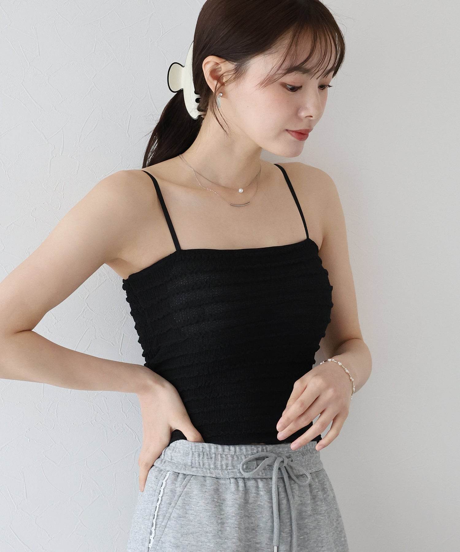 ブルーイースト BLUEEAST カップ付きシャーリングキャミソール （ブルー） ブルー