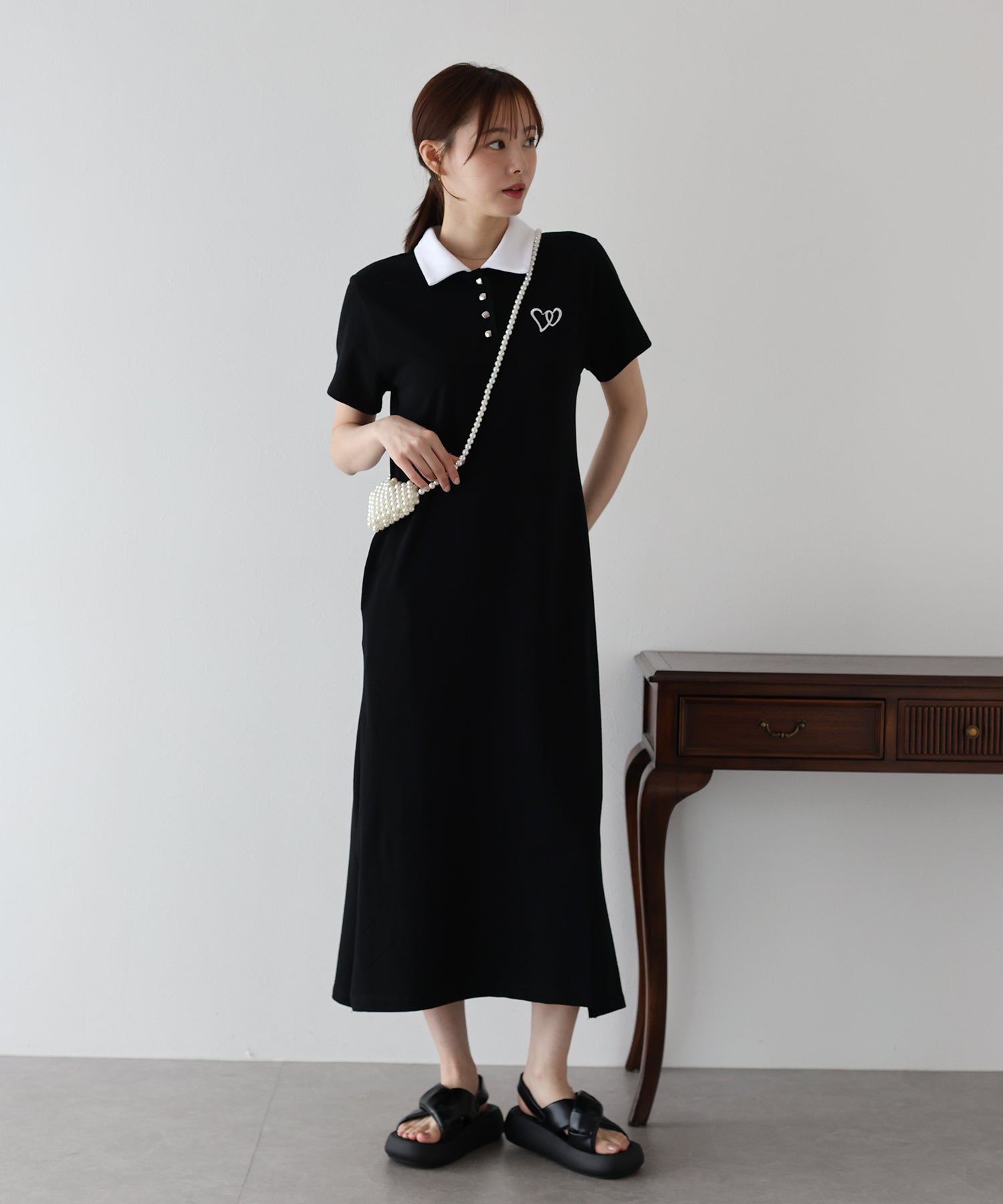 ブルーイースト BLUEEAST ハート刺繍ポロワンピース