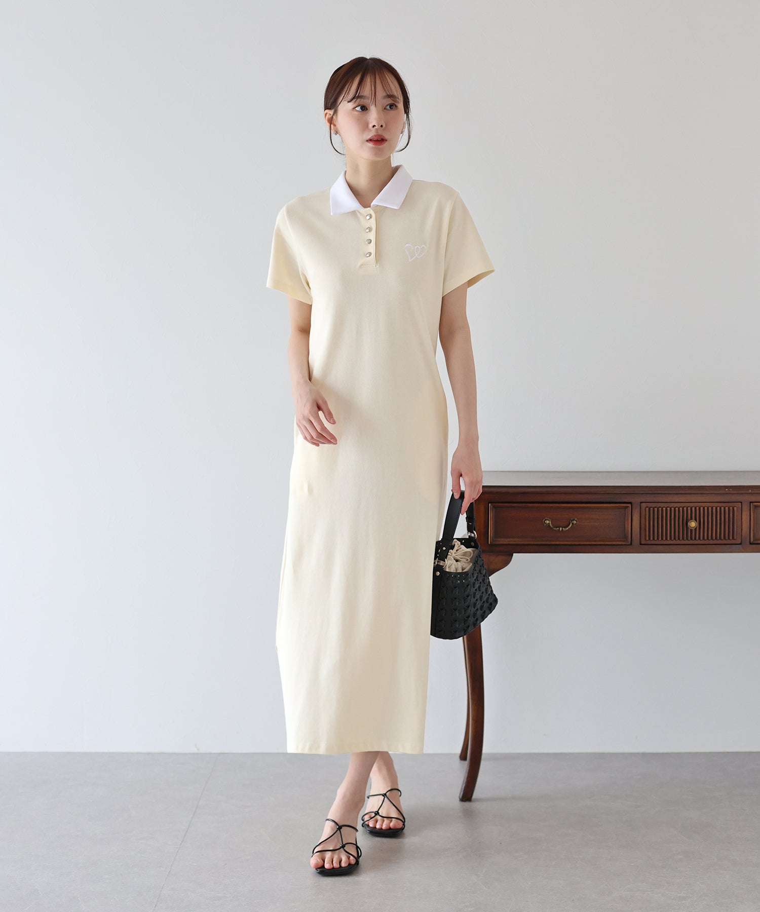 ブルーイースト BLUEEAST ハート刺繍ポロワンピース （ネイビー） ネイビー