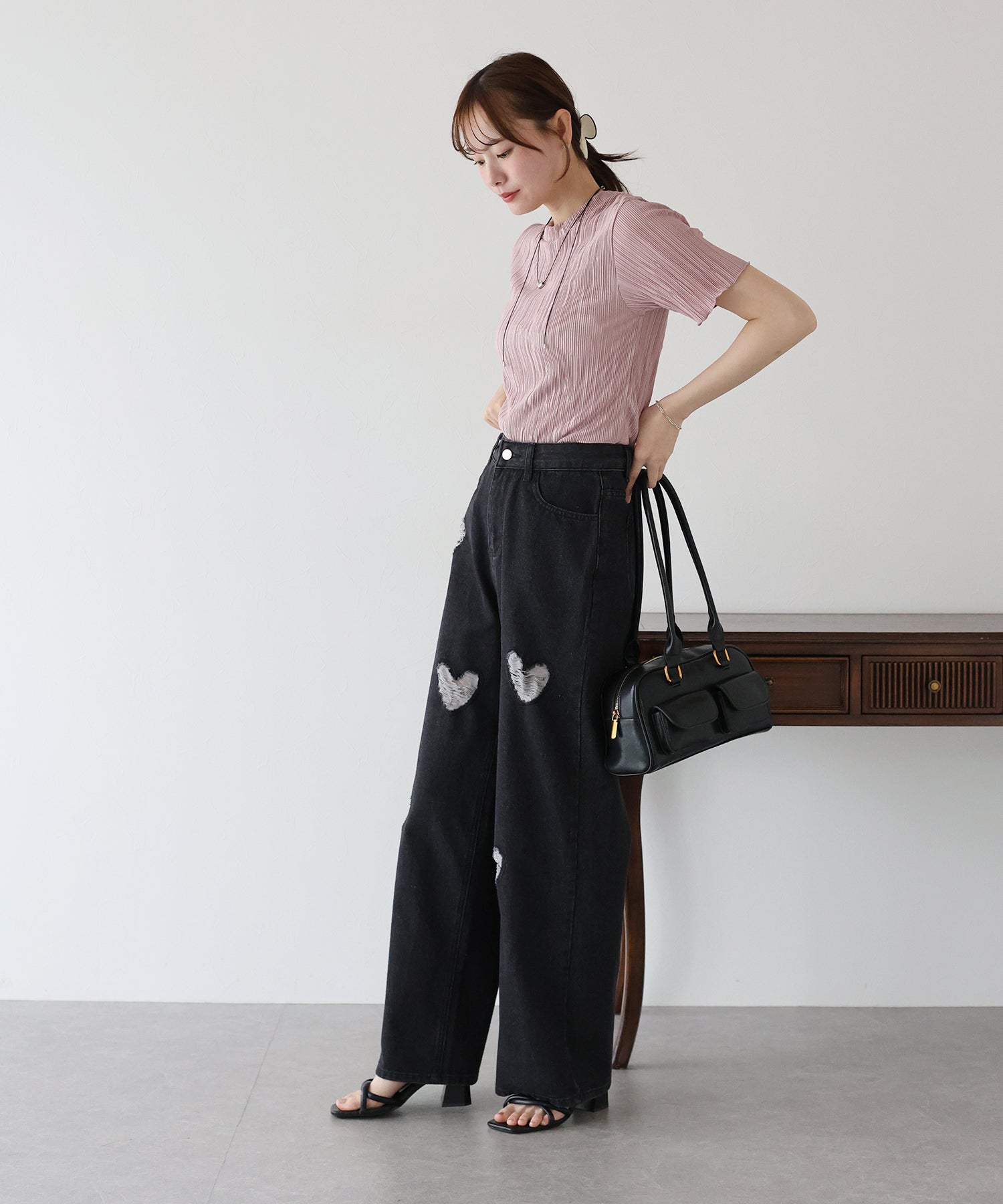 ブルーイースト BLUEEAST ハートダメージデニムパンツ （ブルー） ブルー