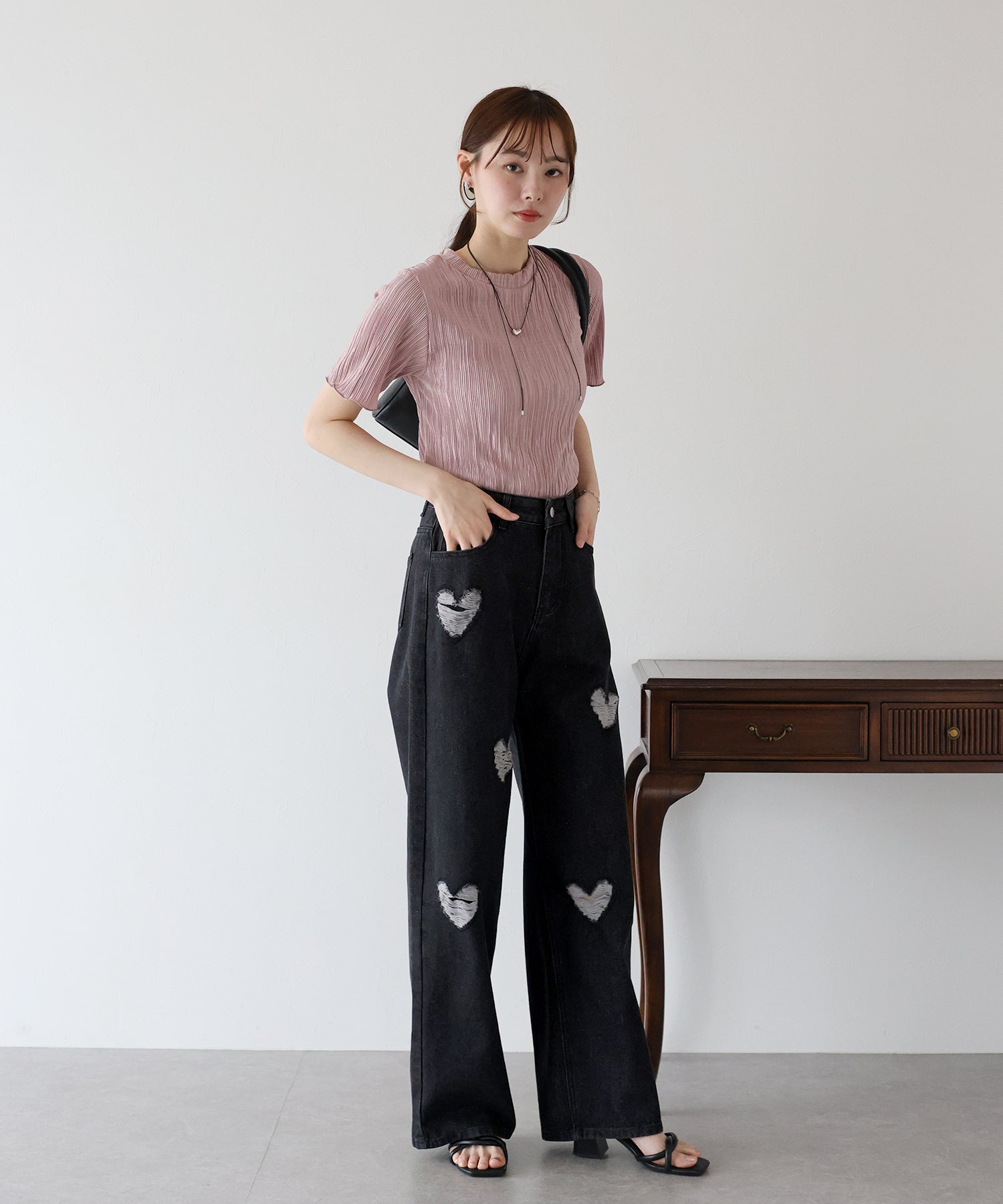 ブルーイースト BLUEEAST ハートダメージデニムパンツ （ブルー） ブルー