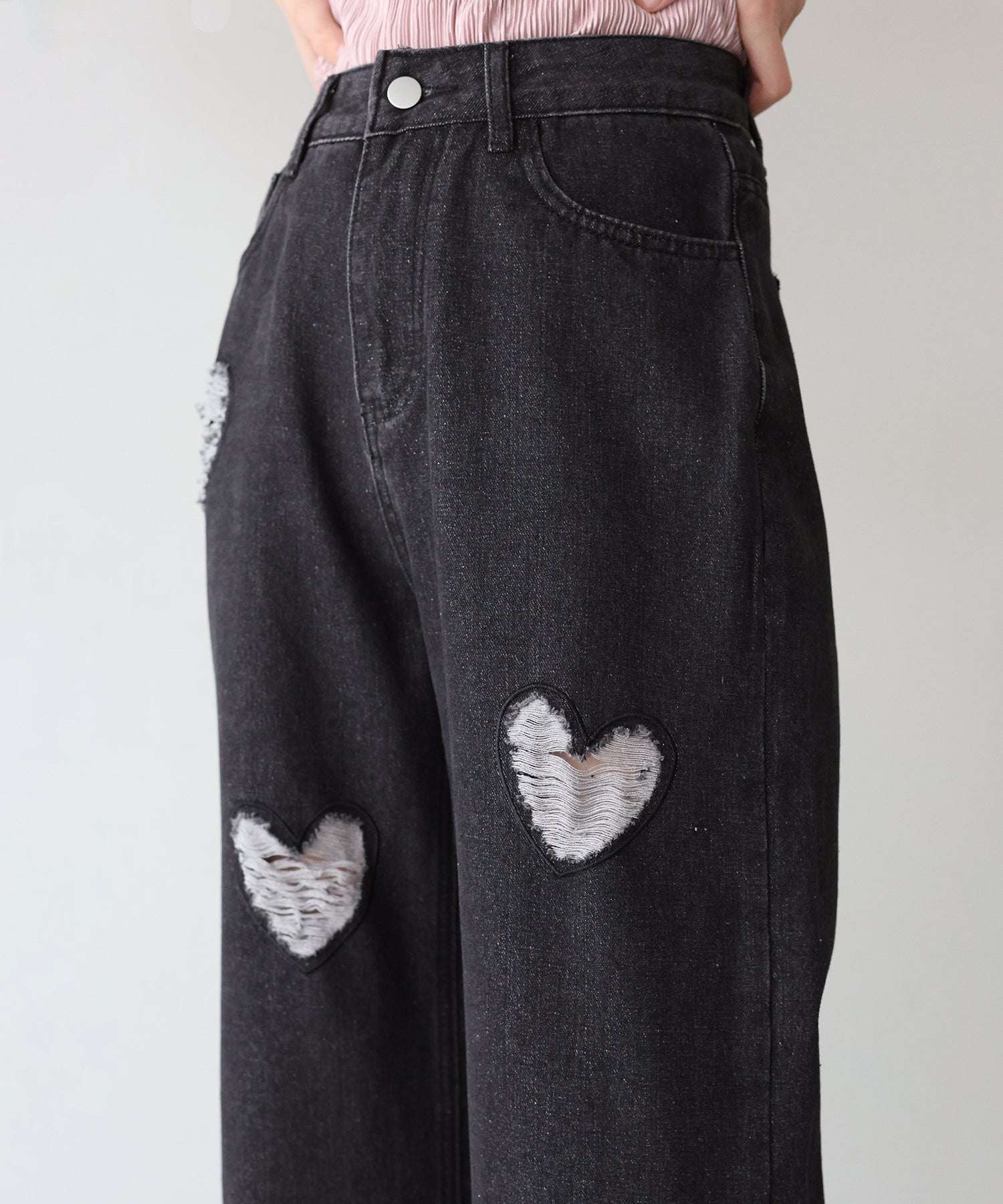 ブルーイースト BLUEEAST ハートダメージデニムパンツ （ブルー） ブルー